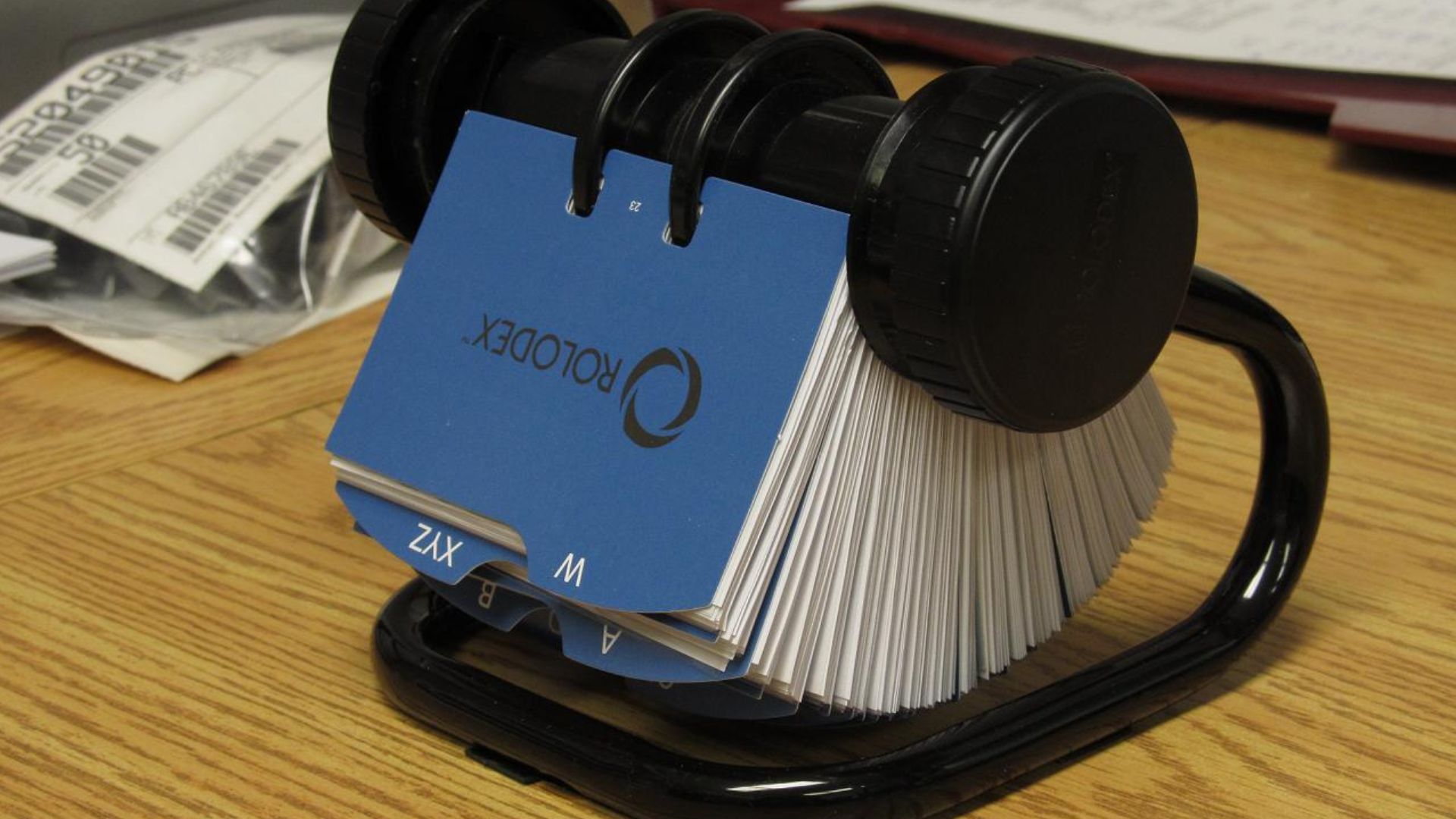 present model of Rolodex card file, currently in-use