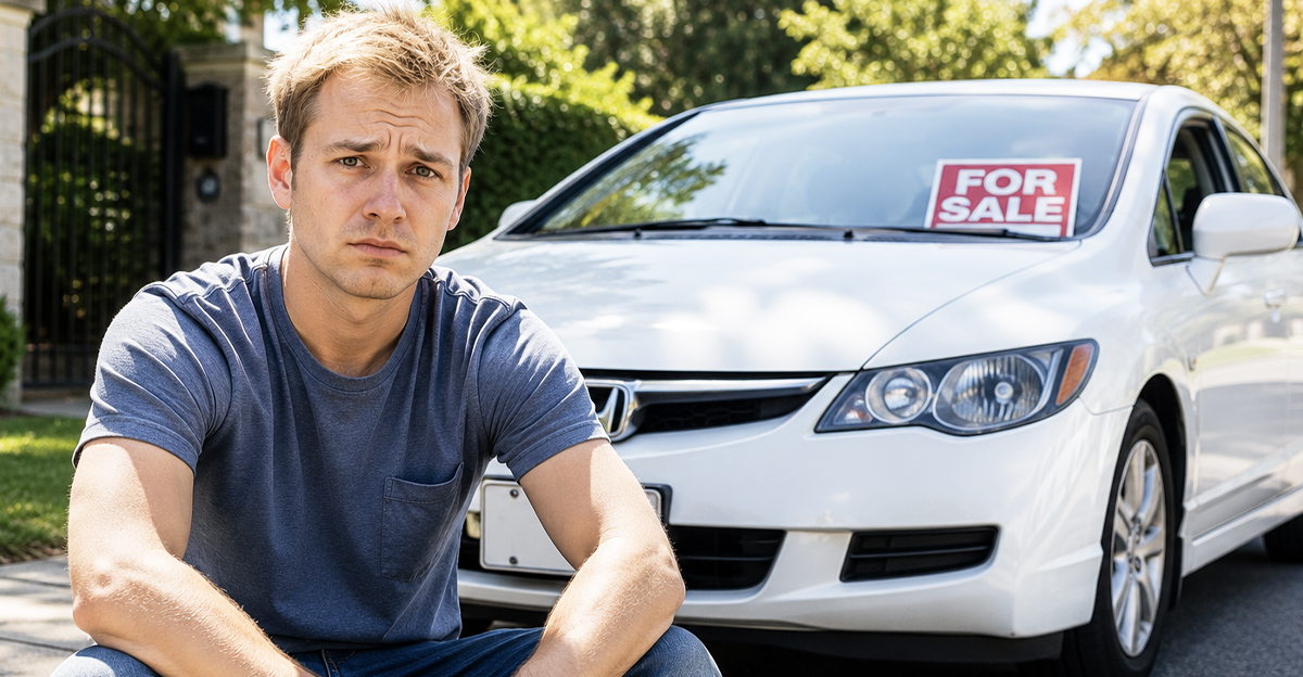 AI-generated image of a man who lost his car title.