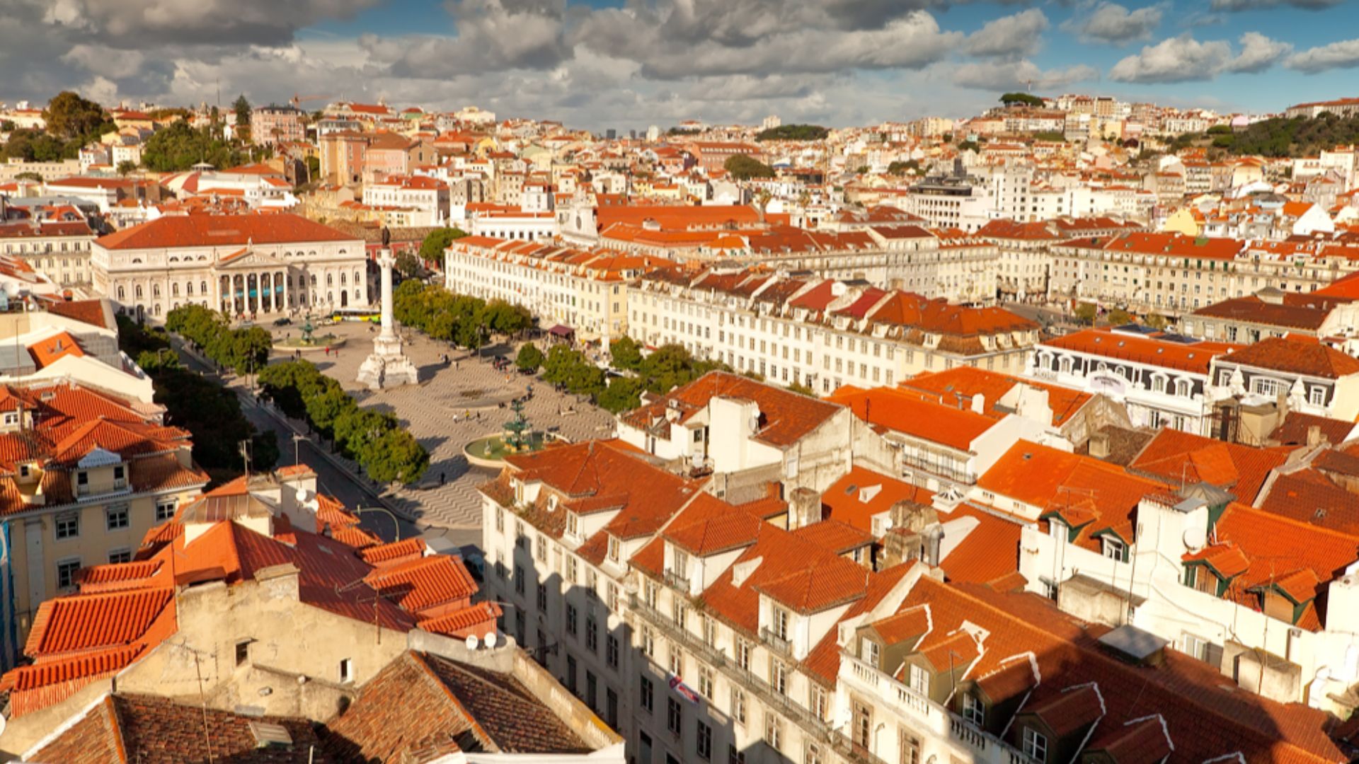 View to Lisbon, Portugal city from Elevador de Santa Justa