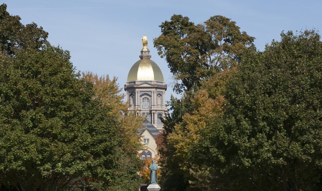 File:The Main Building's gold dome topped by a golden statue of St. Mary at the University of Notre Dame, a Catholic research university located in Notre Dame, an unincorporated community north of the city LCCN2013650747.tif