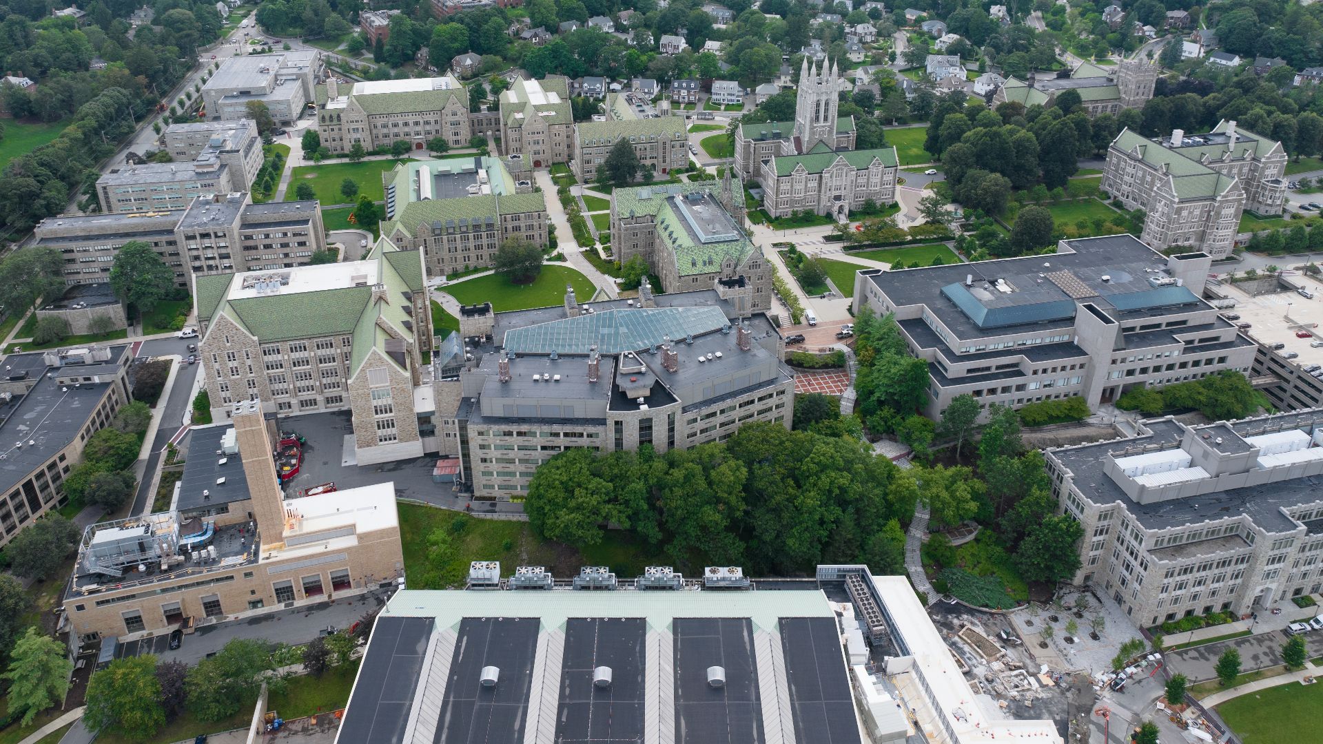 Aerial view of the Boston College campus