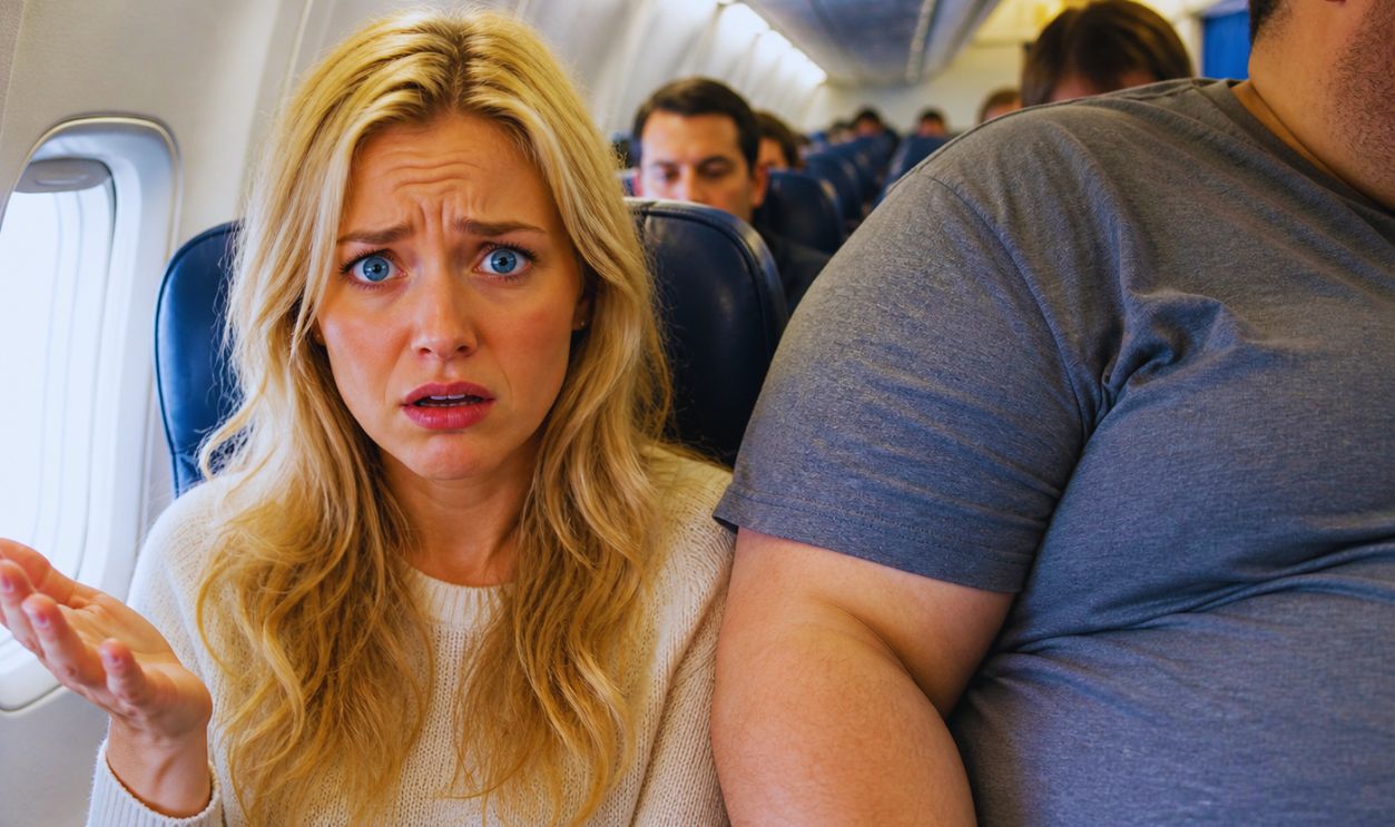 Woman worried Airplane