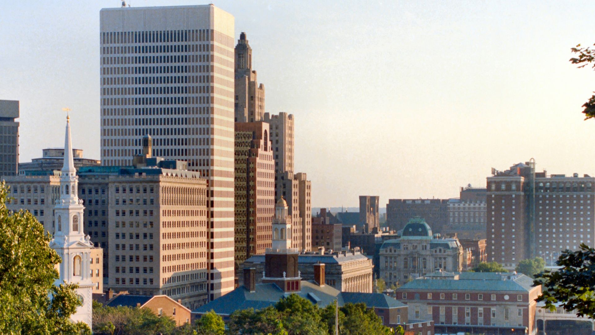 A view of the Providence, Rhode Island skyline.