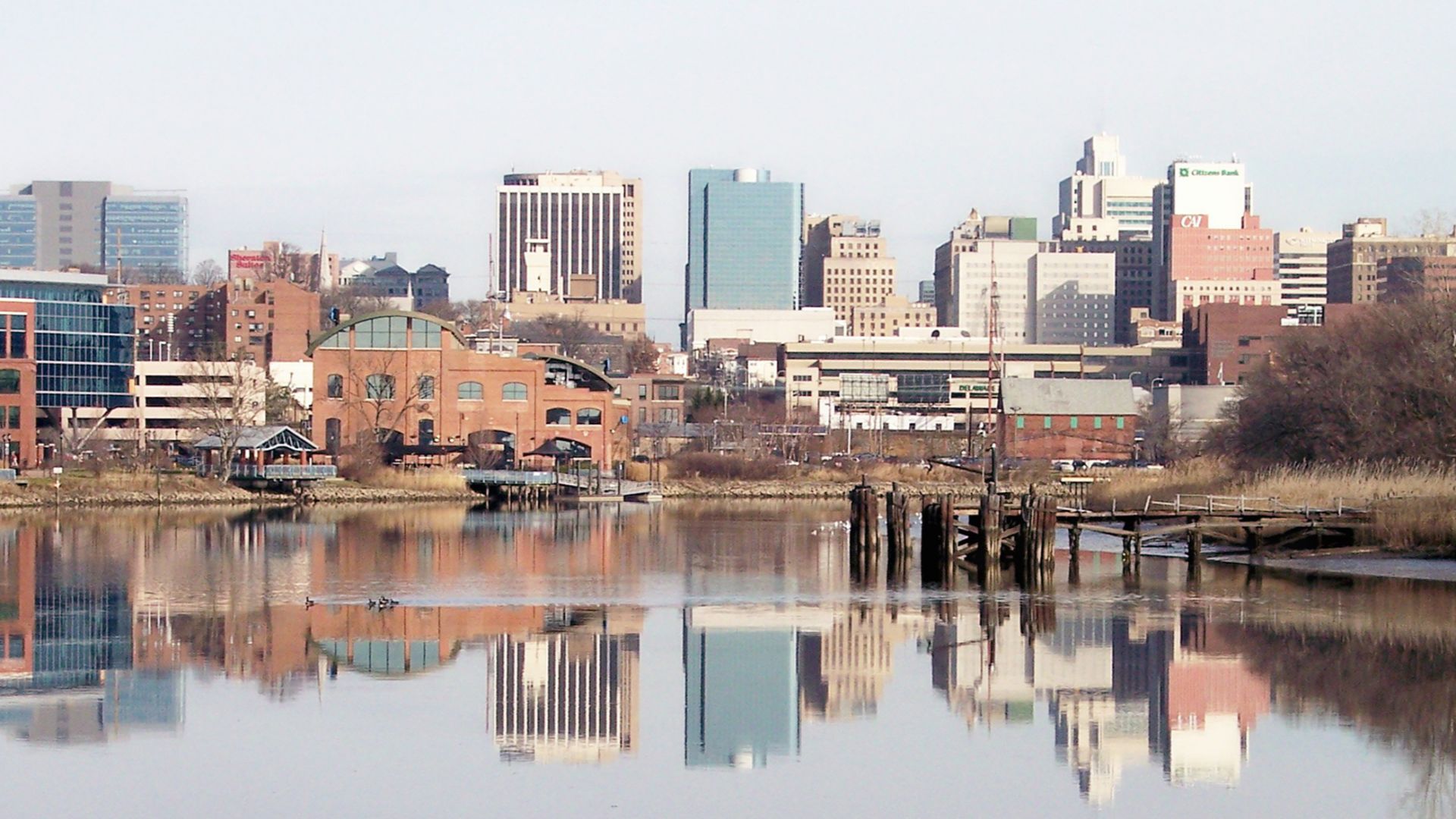 Skyline of downtown Wilmington, Delaware and the Christina River in December 2006