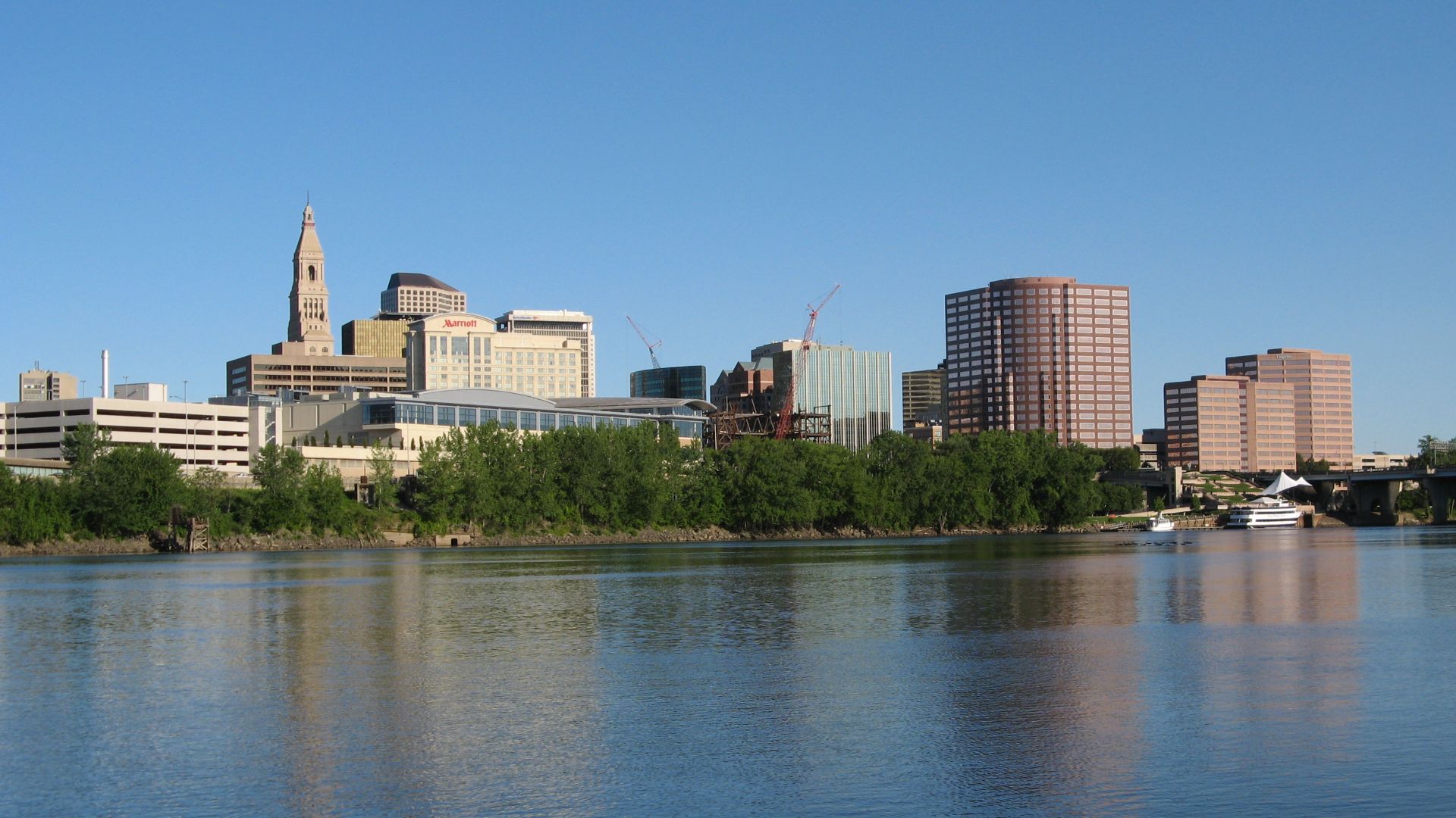 The skyline of Hartford, Connecticut, USA as seen from across the Connecticut River