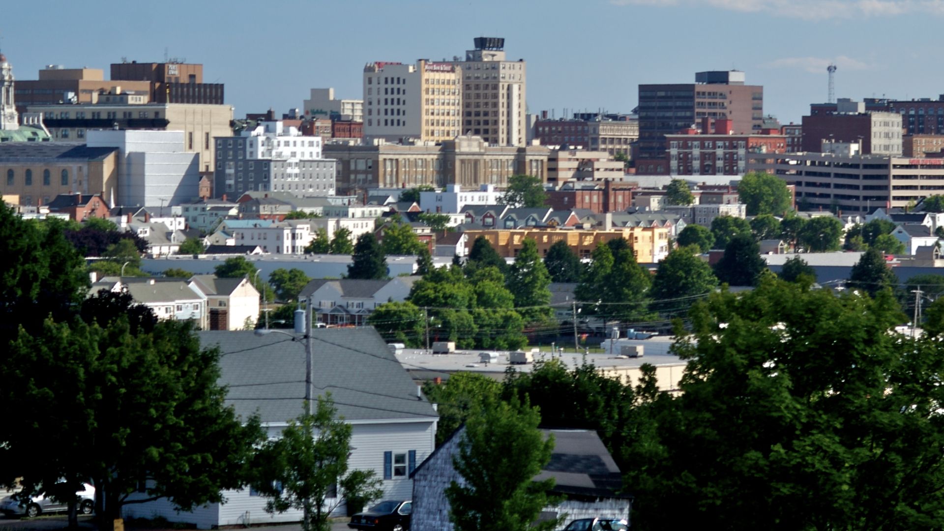 Downtown of Portland, Maine. Taken from North St. near the East End School.
