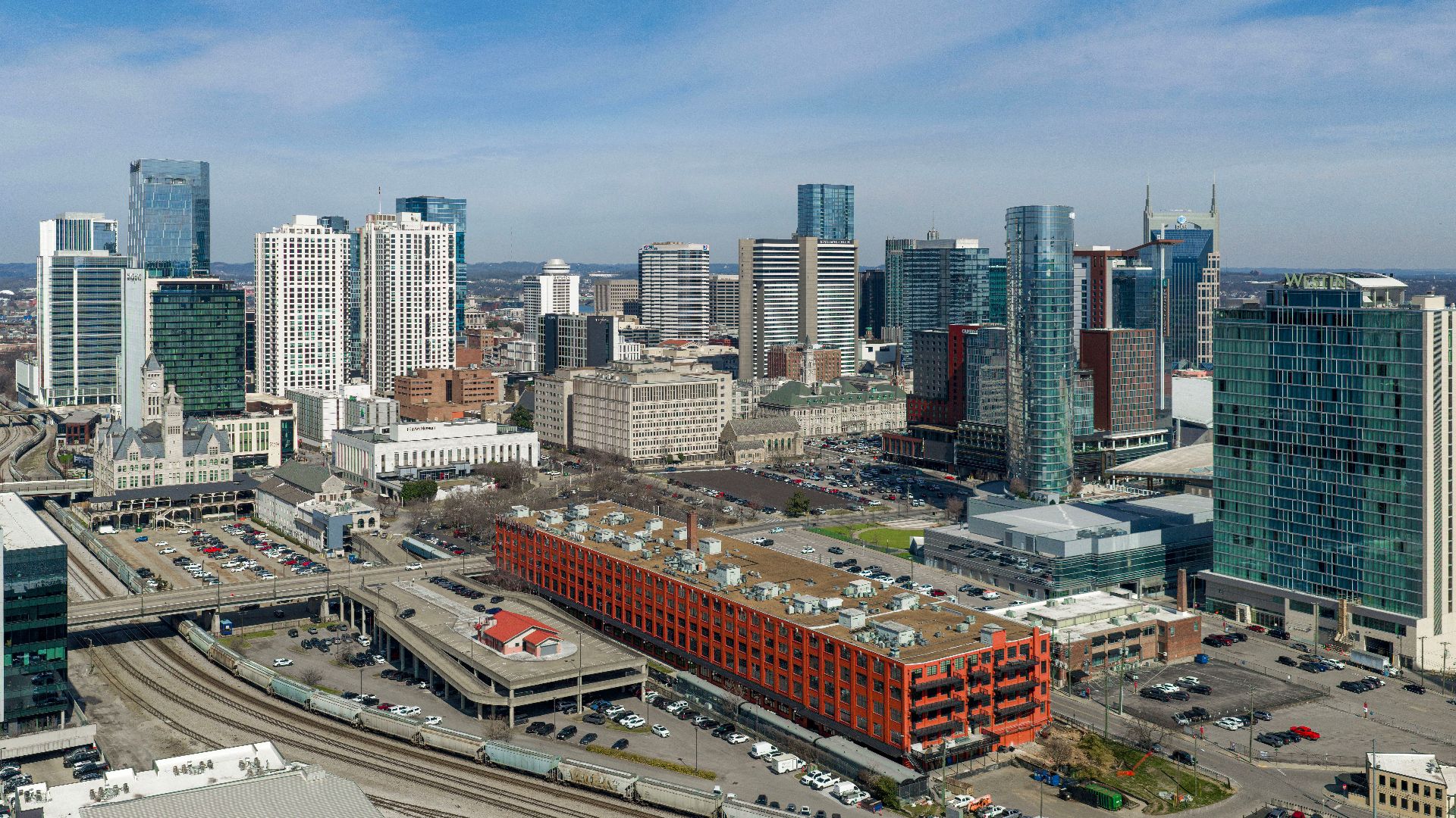 Skyline of Downtown Nashville, Tennessee.