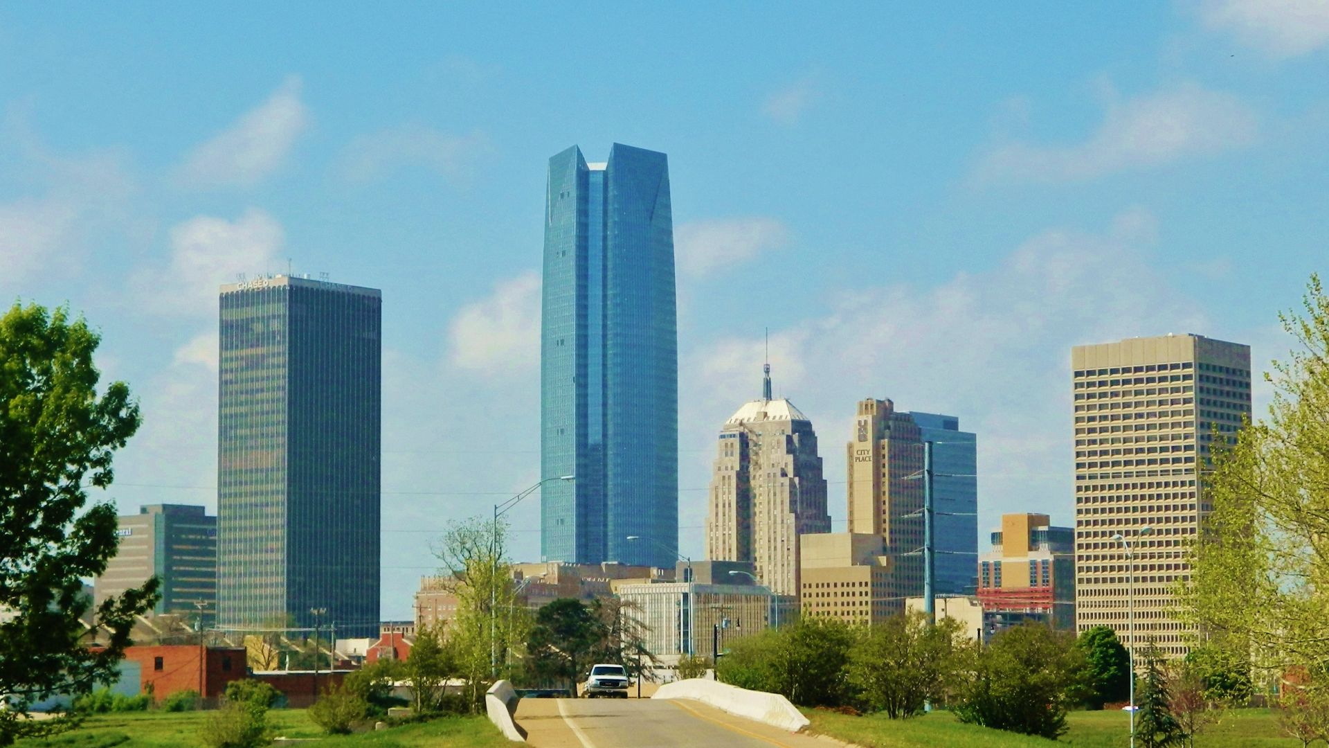Skyline of Oklahoma City, looking southwest.
