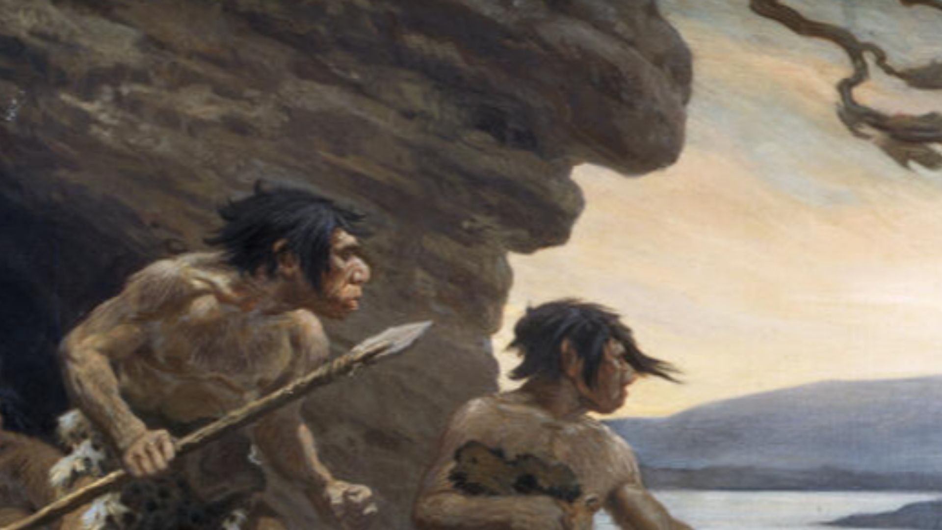 Mural of a Neanderthal family