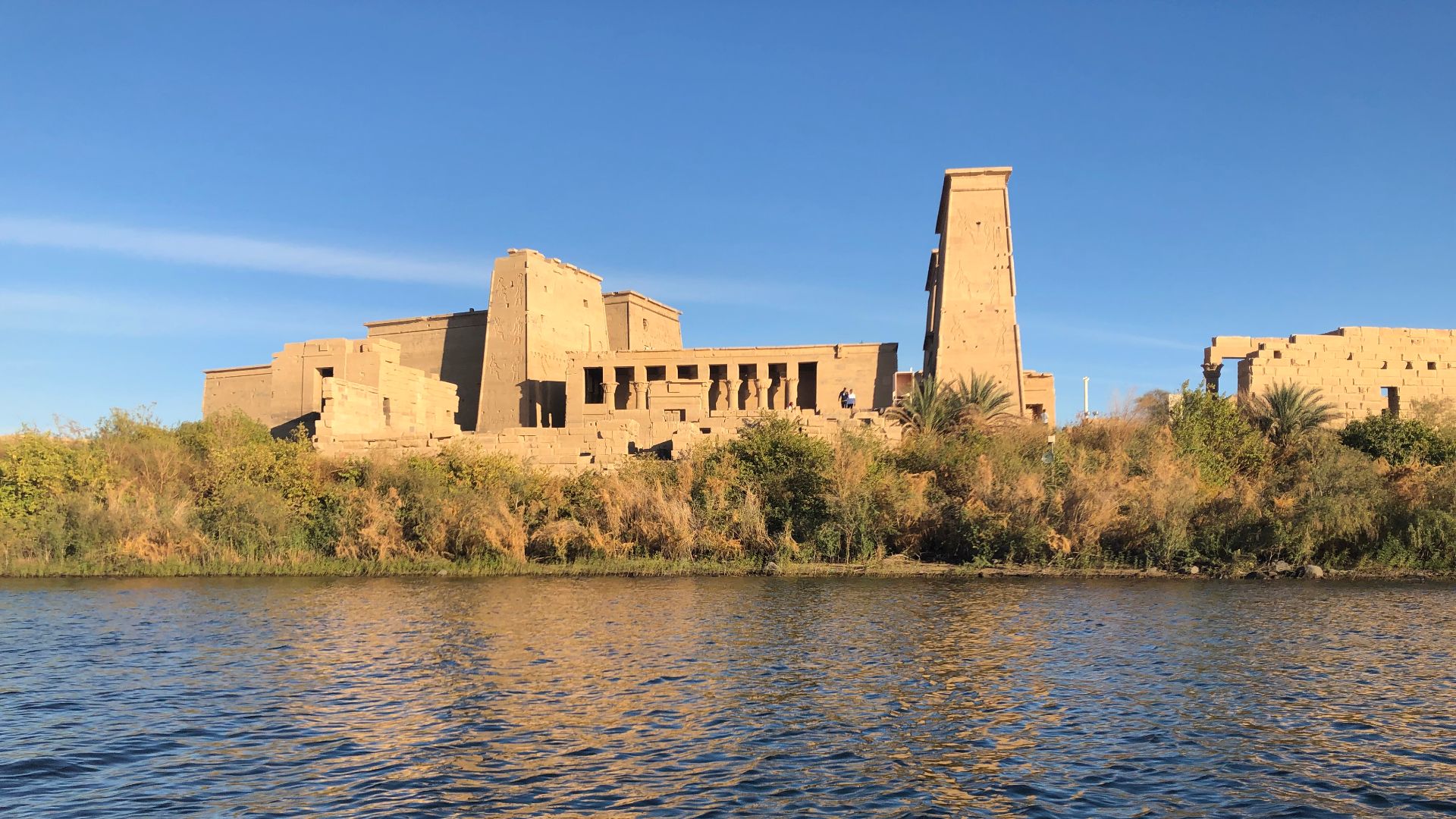 Temple of Philae as seen from a boat