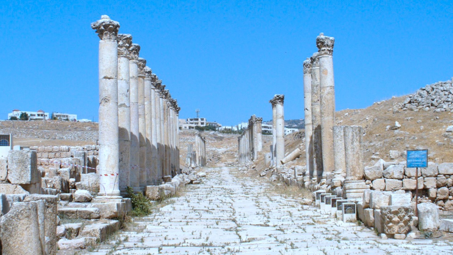 AWIB-ISAW: Cardo Colonnaded Street at Jerash
View of colonnaded street at Jerash, Jordan by Sarah Ferguson (2009)
copyright: 2009 Sara Ferguson (used with permission)
photographed place: Gerasa or Antiochia ad Chrysorhoam (Jerash) pleiades.stoa.org/places/678158/

Published by the Institute for the Study of the Ancient World as part of the Ancient World Image Bank (AWIB). Further information: www.nyu.edu/isaw/awib.htm.