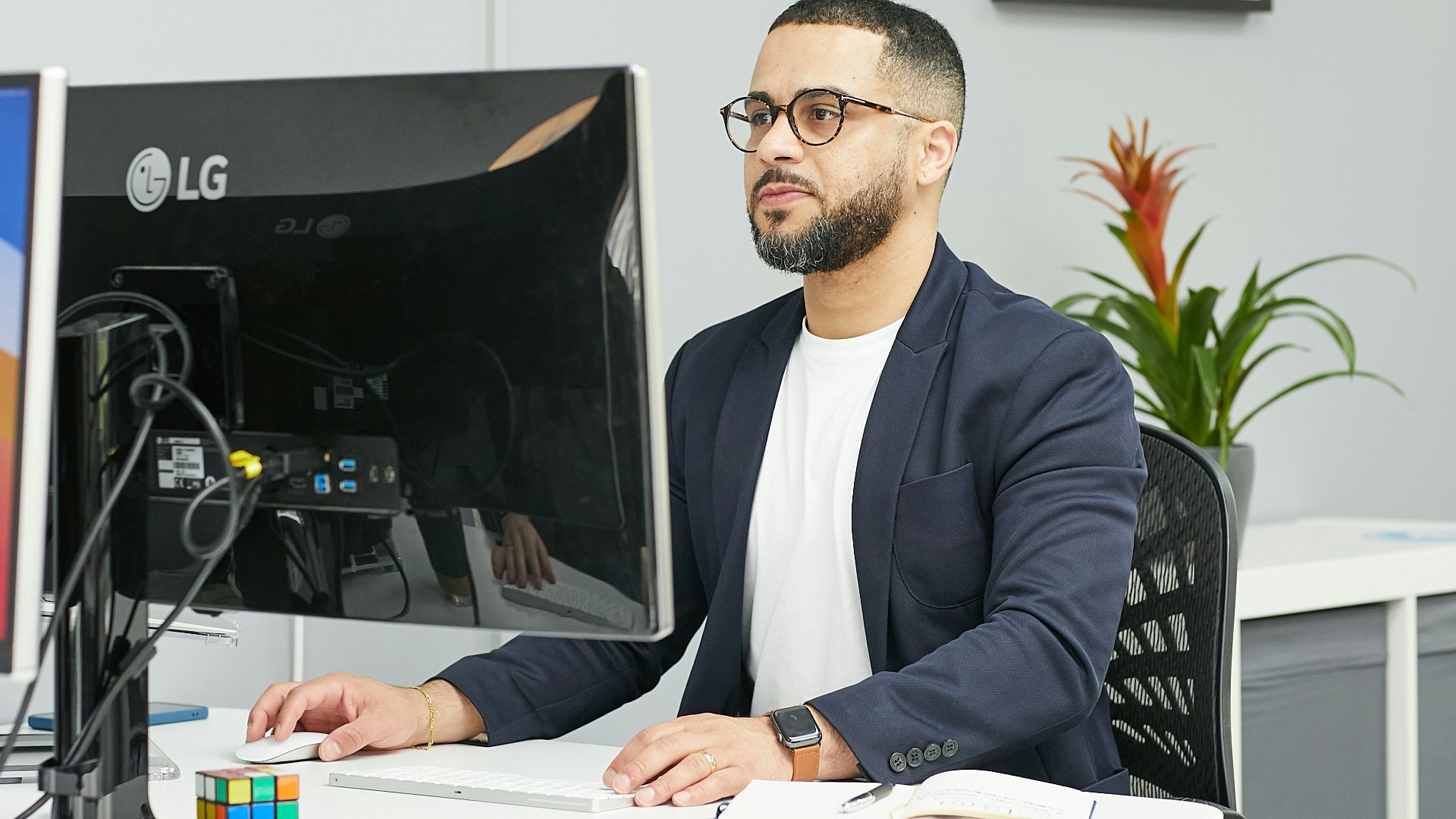 a person sitting at a desk