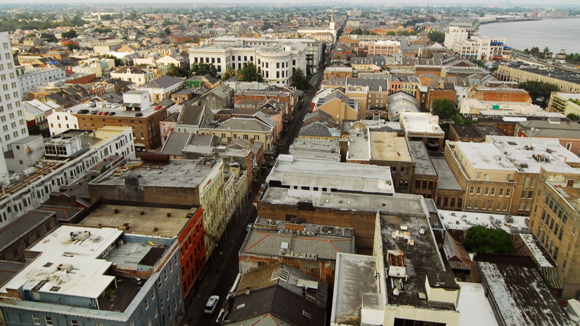 The French Quarter looking out from the Marriott Hotel in September of 2011.