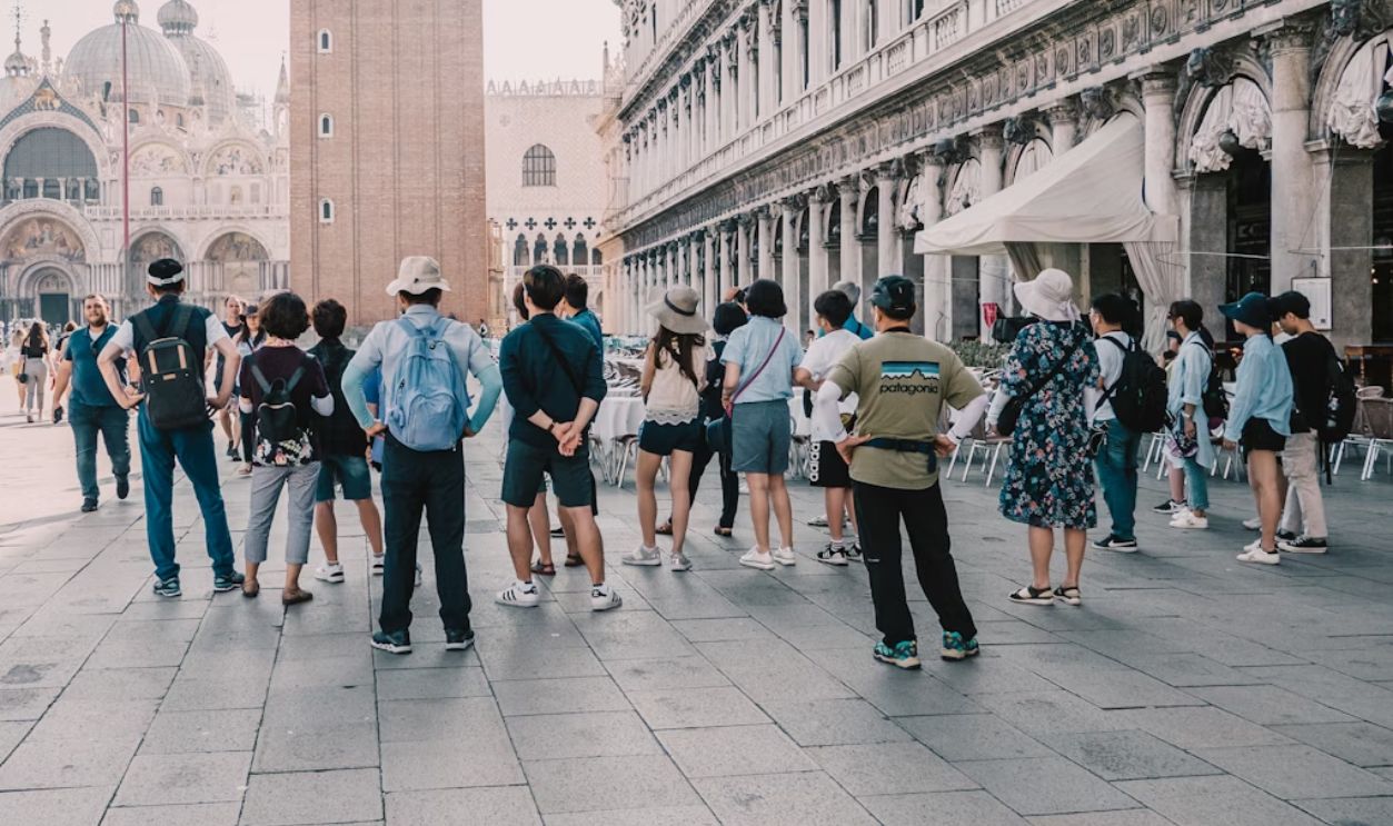 Tourist group on Piazza San Marco