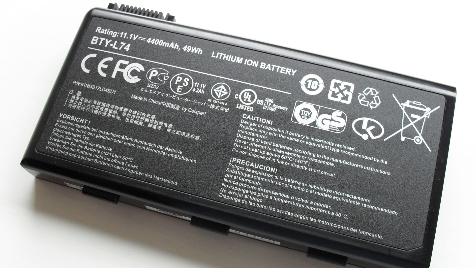 Li ion battery from a laptop computer.