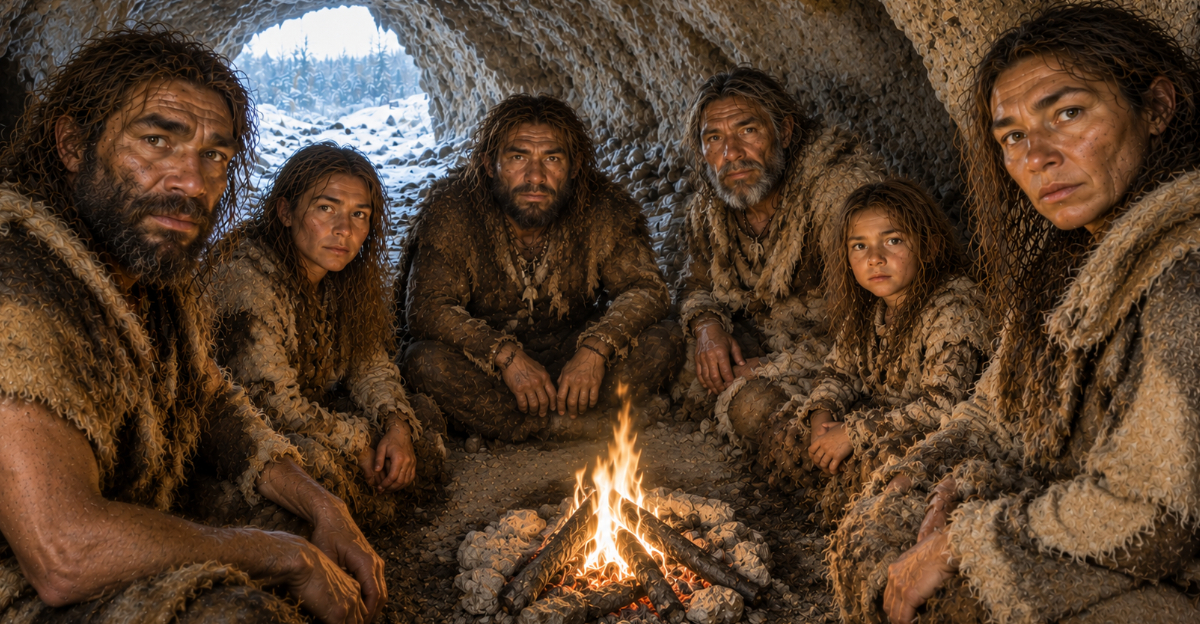 Neanderthal group in cave