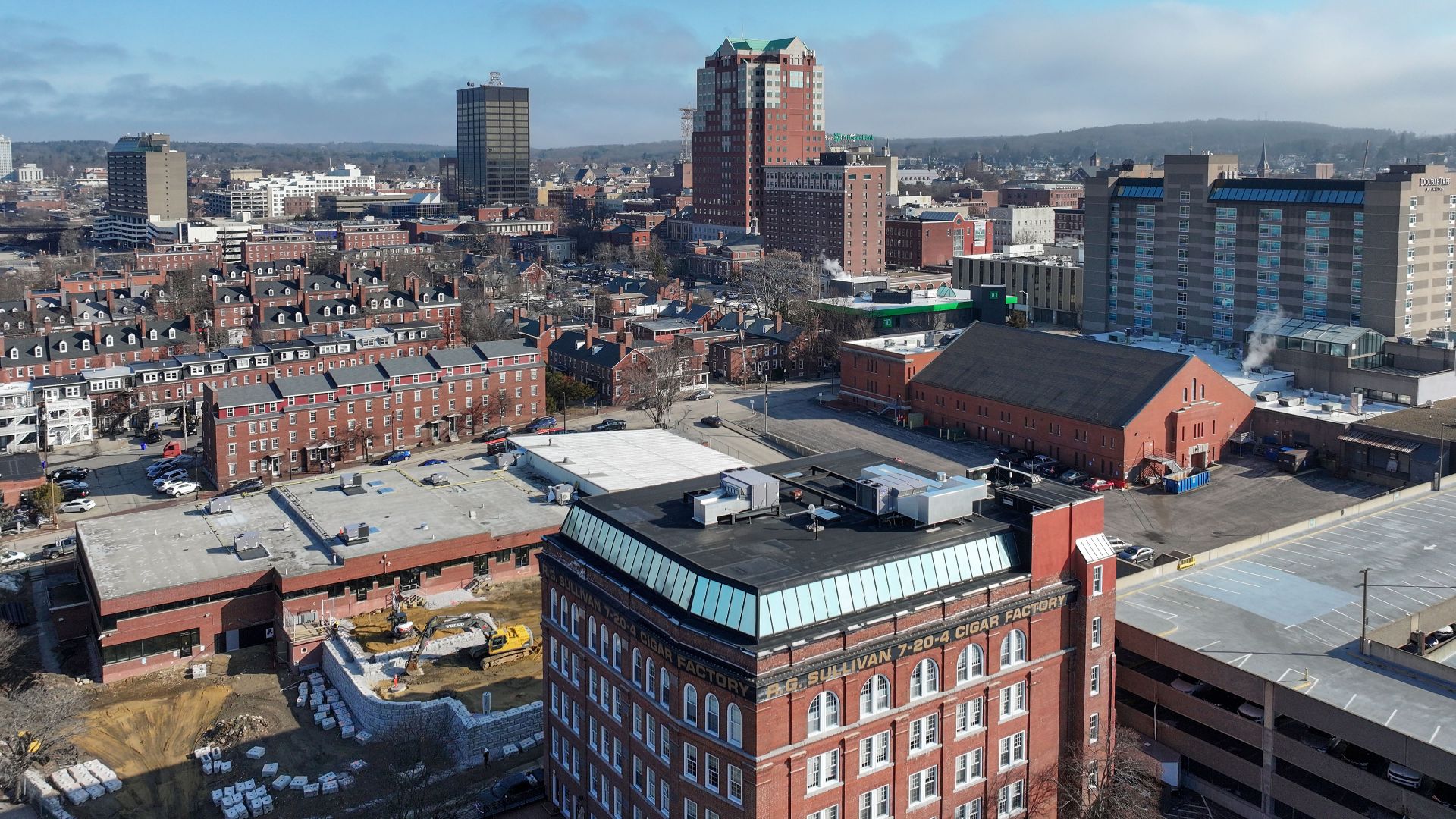 Downtown Manchester, the most populous city in the U.S. state of New Hampshire.