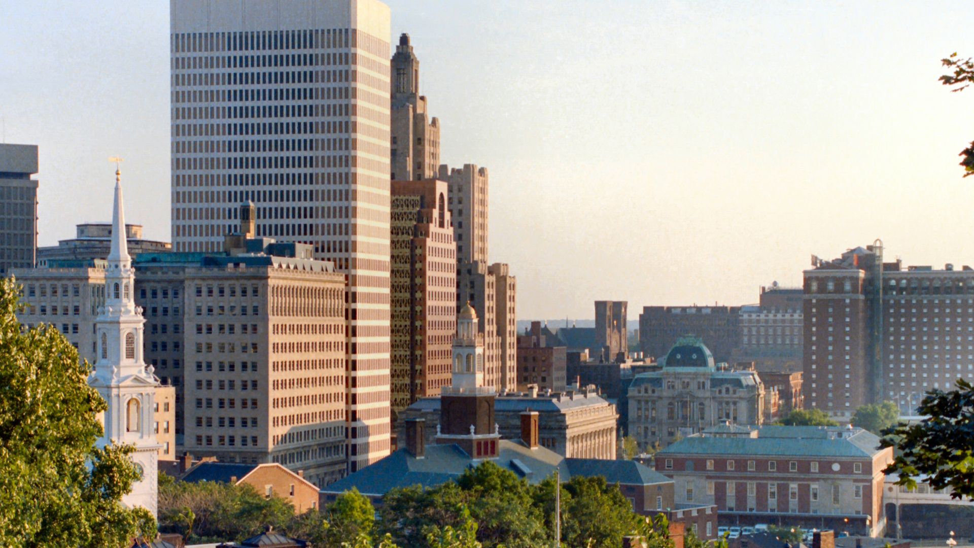A view of the Providence, Rhode Island skyline.