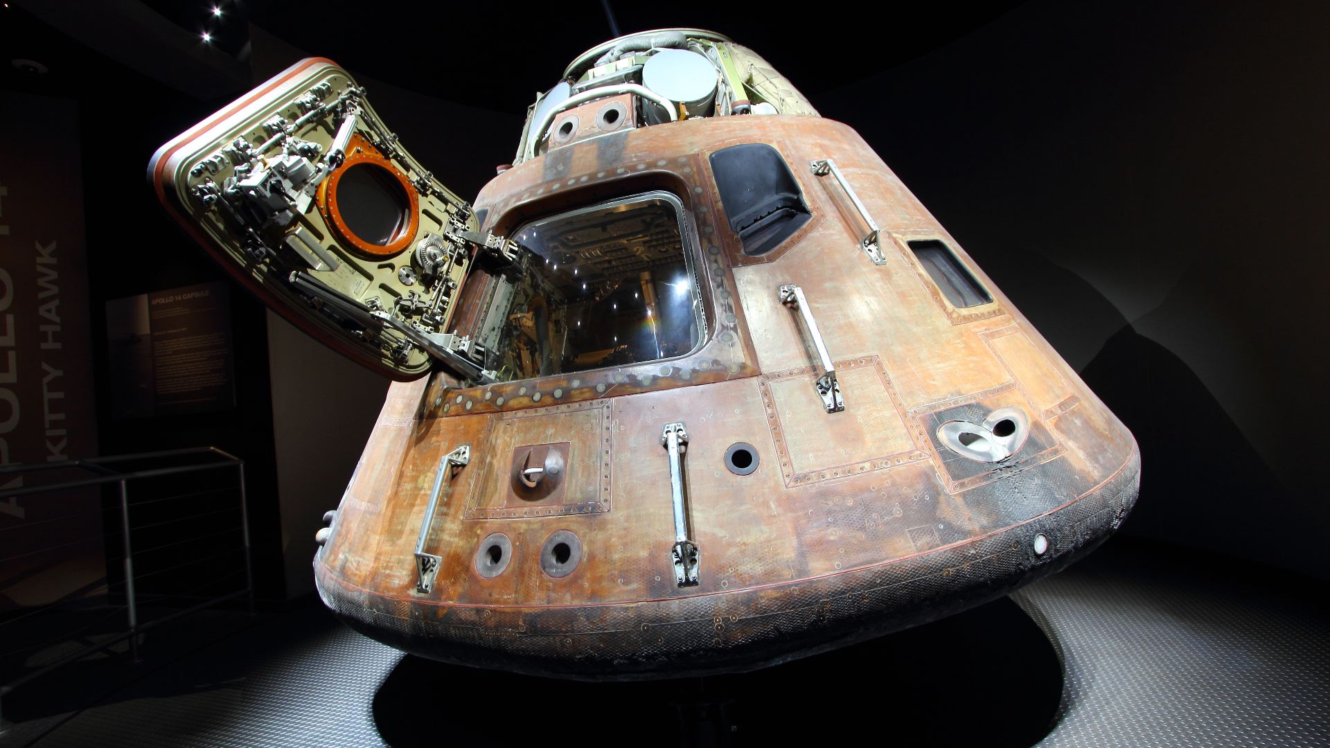 Command Module Kitty Hawk on display at the Saturn V Center at Kennedy Space Center
