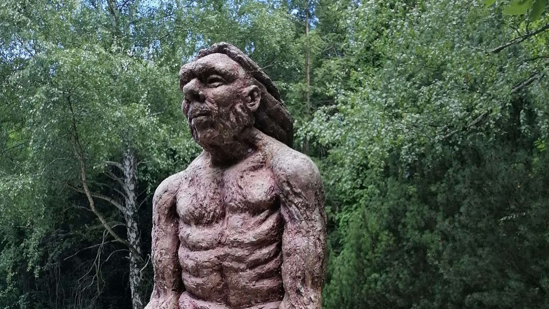 Neanderthal (reconstruction), Silesian Zoological Garden, Chorzów, Poland.