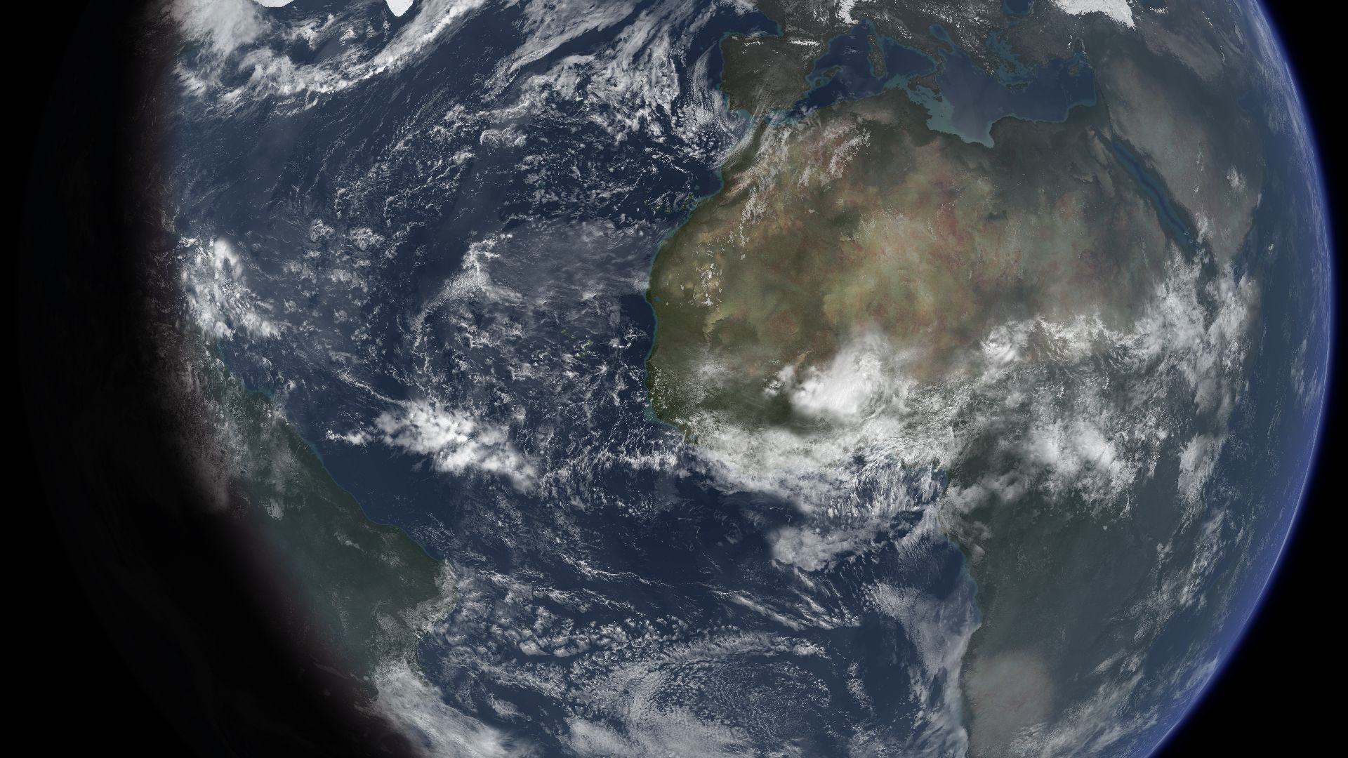 Earth at the last glacial maximum of the current ice age.  Based on:
