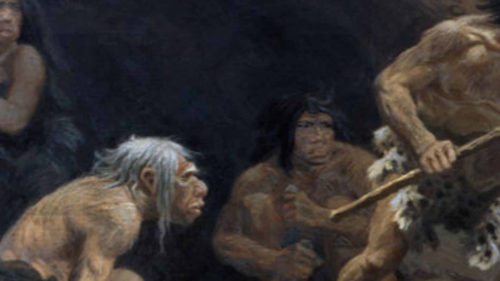 Mural of a Neanderthal family
