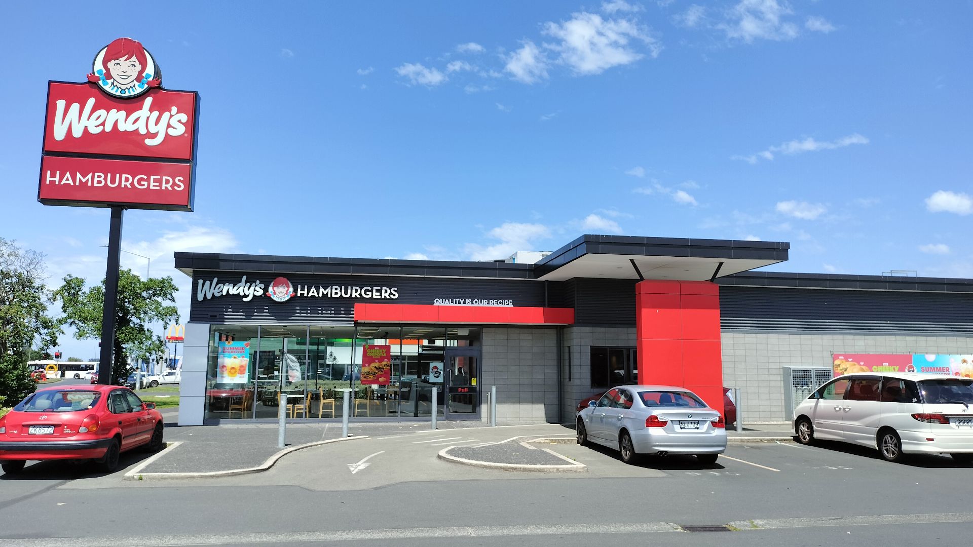 Wendy's fast food restaurant on Andersons Bay Road, South Dunedin, NZ.