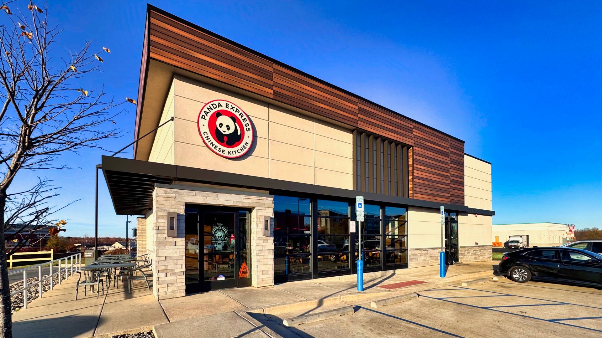Exterior of a modern Panda Express fast-food restaurant in Capitol Heights, Maryland
