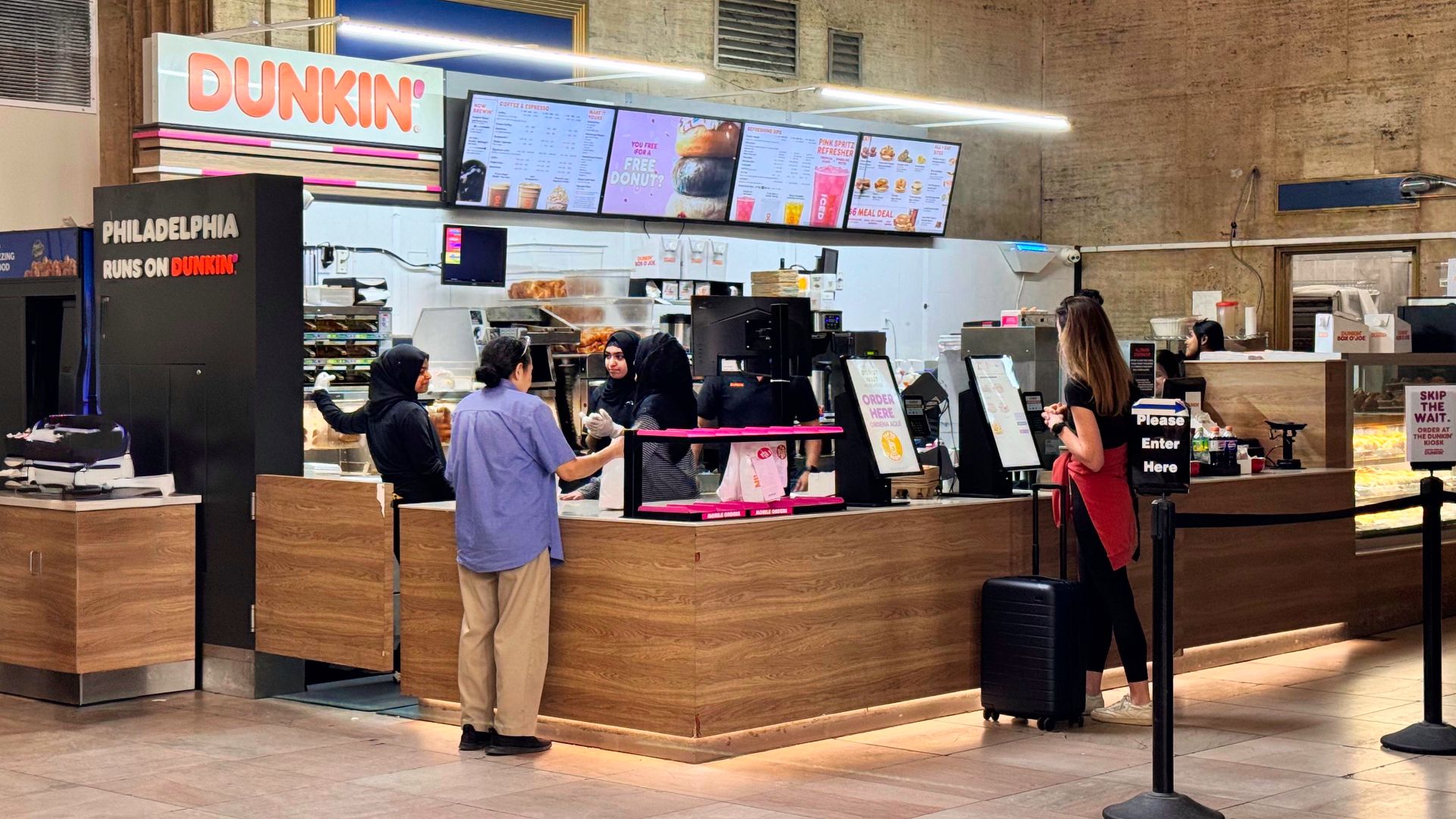 A Dunkin' Donuts interior at 30th Street Station in Philadelphia, Pennsylvania