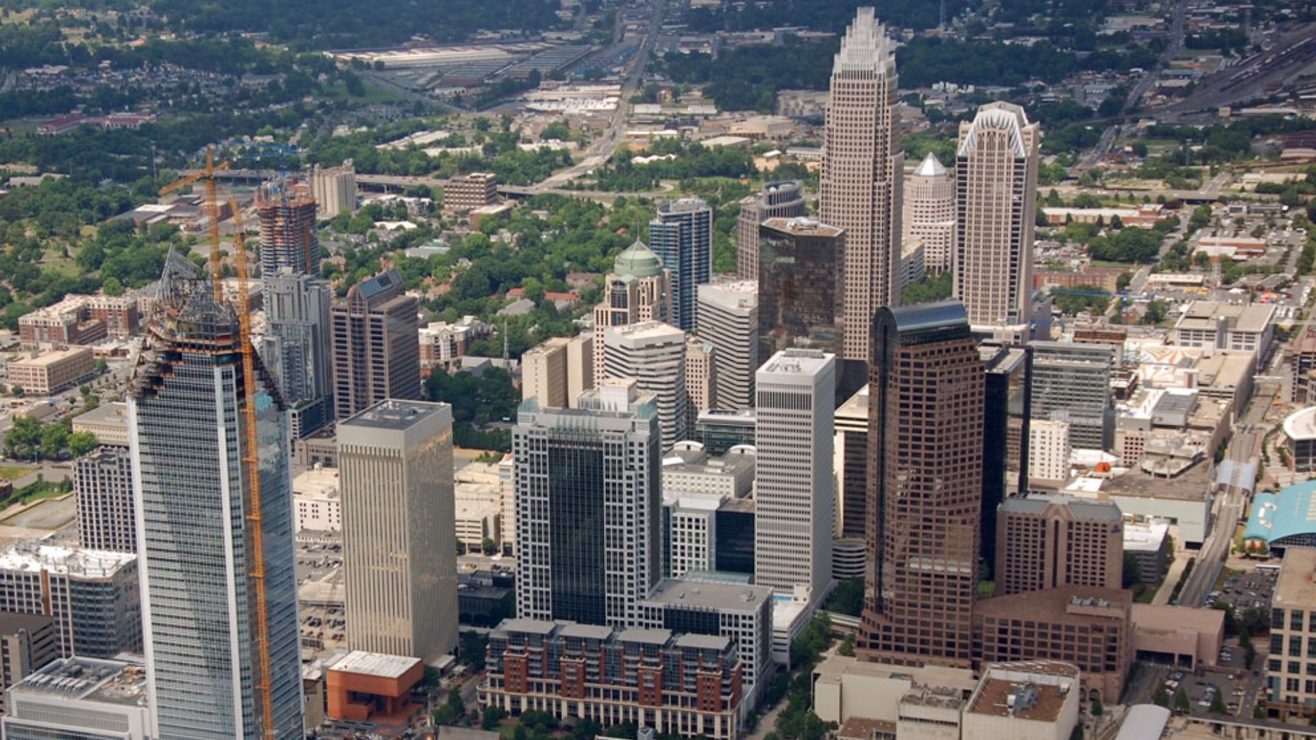 Aerial photo of Charlotte, NC center city.