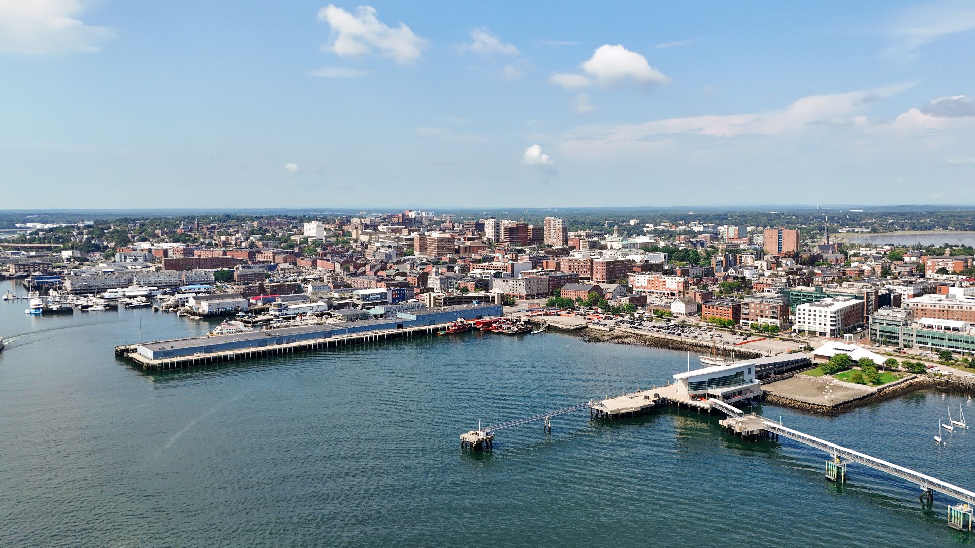 Aerial view of Portland, Maine's skyline