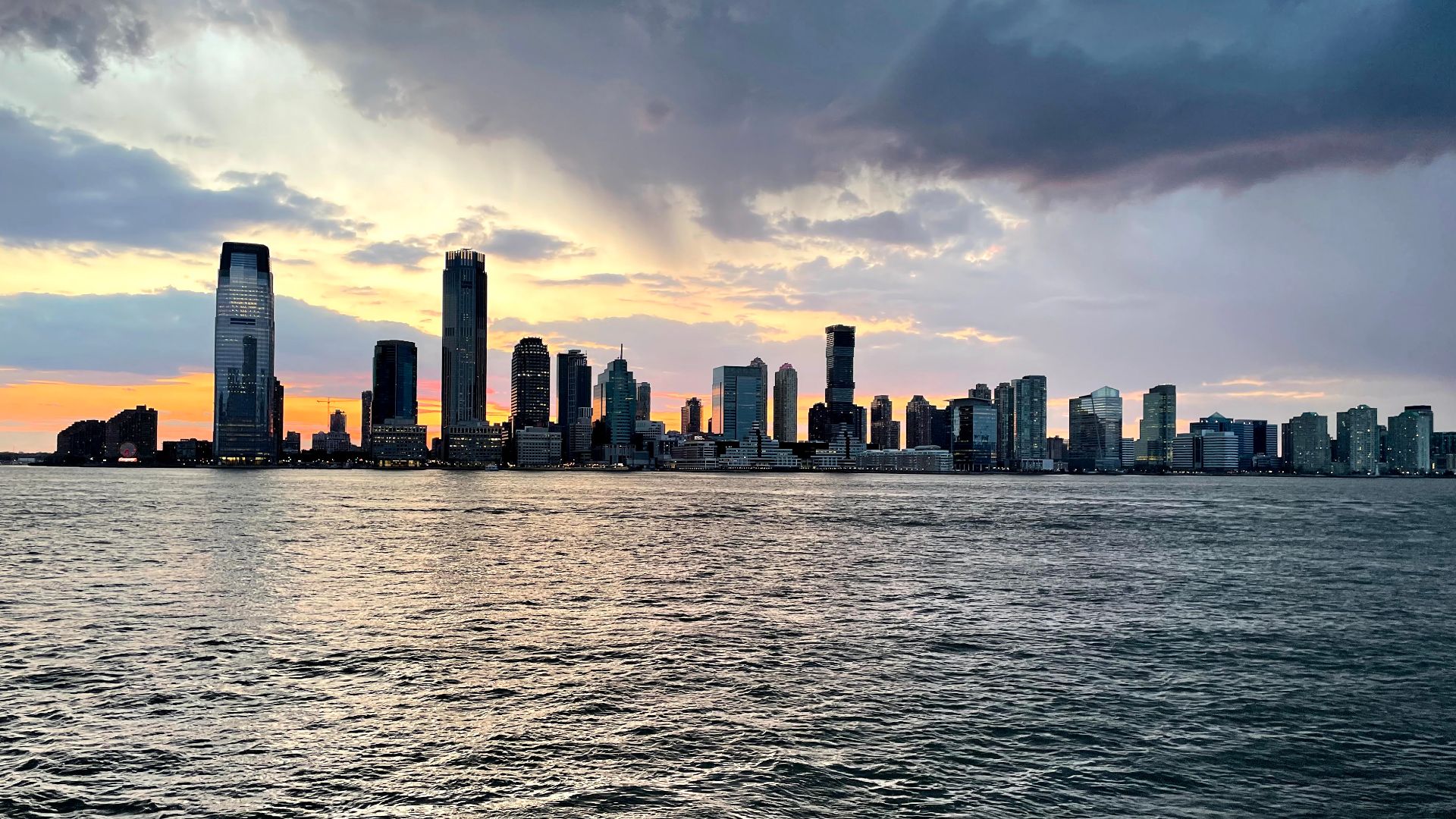 Jersey City skyline sunset