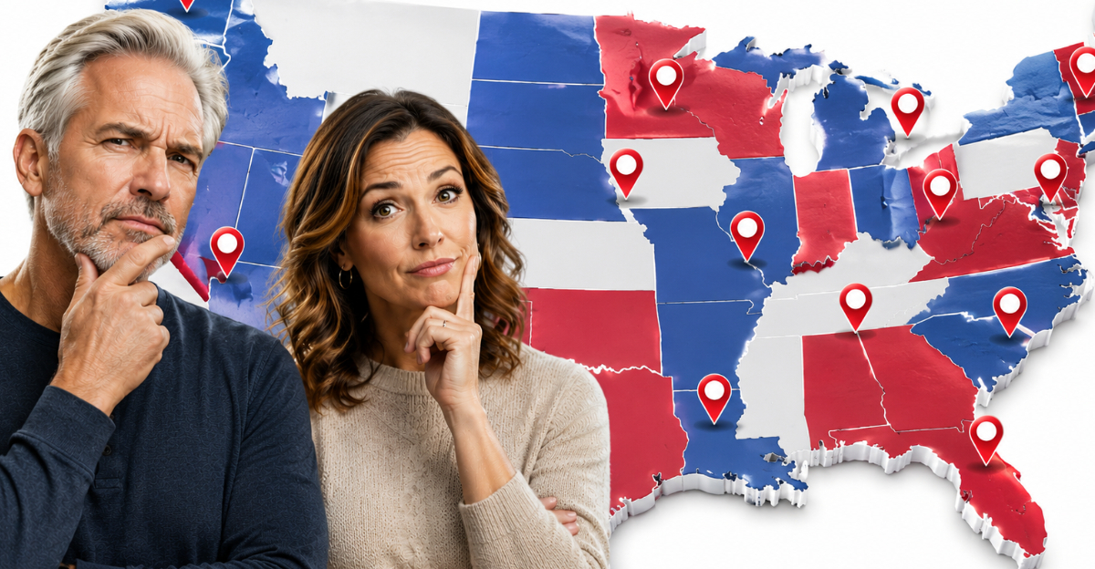 Man and Woman in front of USA map