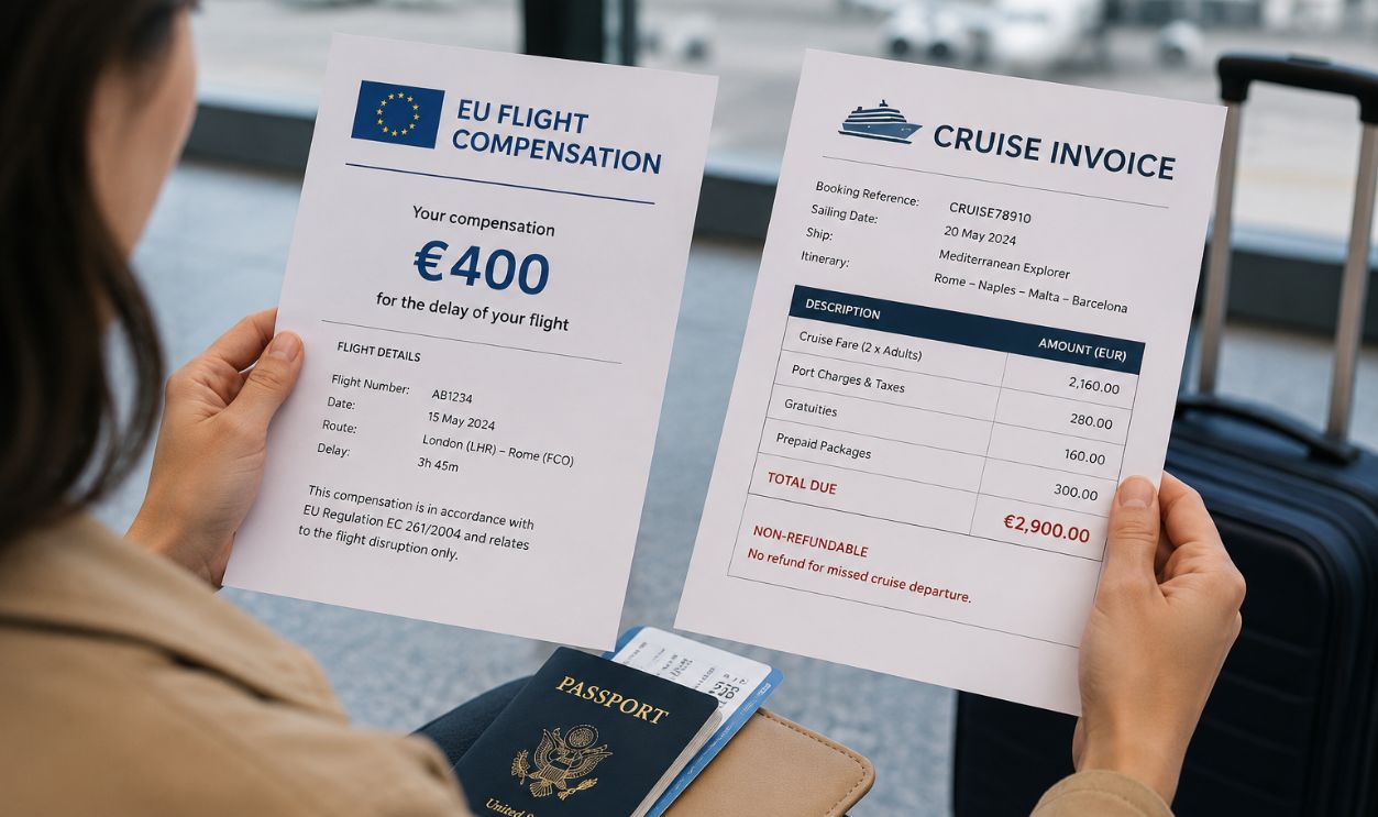 Travel paperwork comparison at the airport