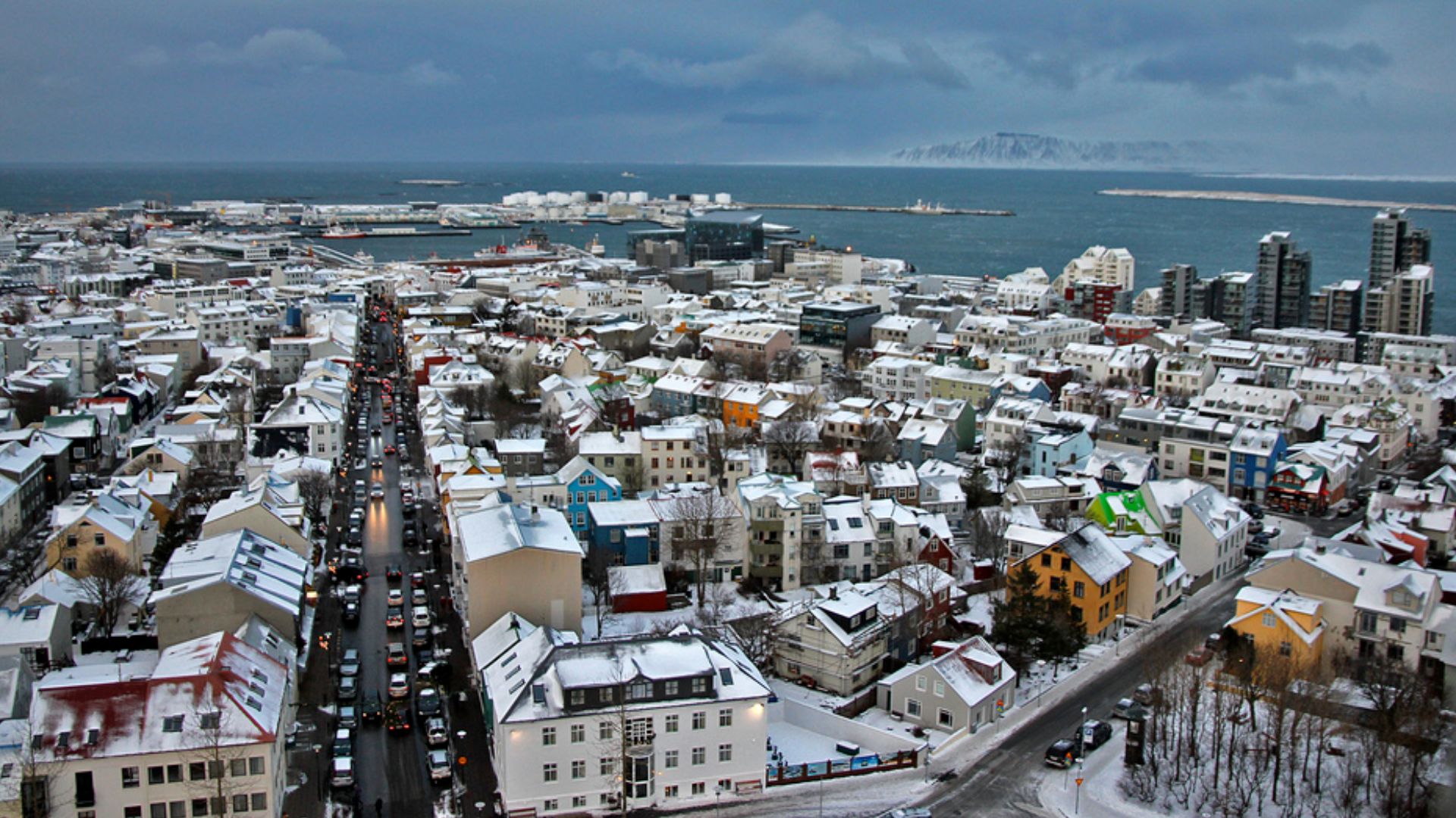 Reykjavik seen from the top of the Hallgrimur church.