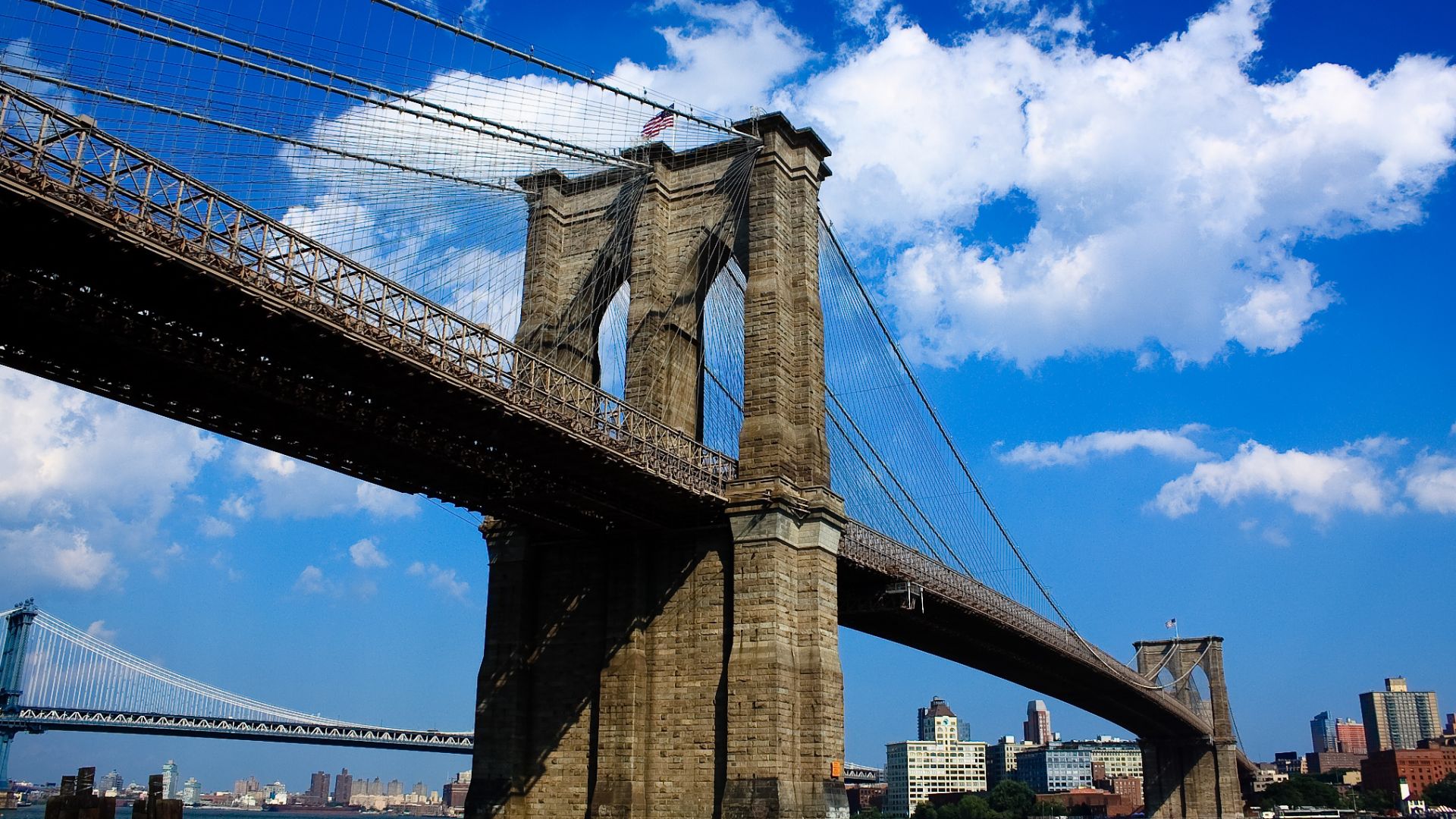 The view of Brooklyn Bridge from Manhattan