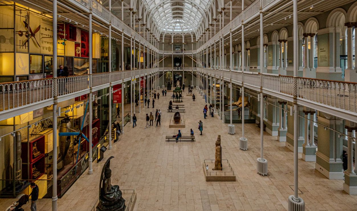 Explore the grand architecture of the National Museum of Scotland in Edinburgh.