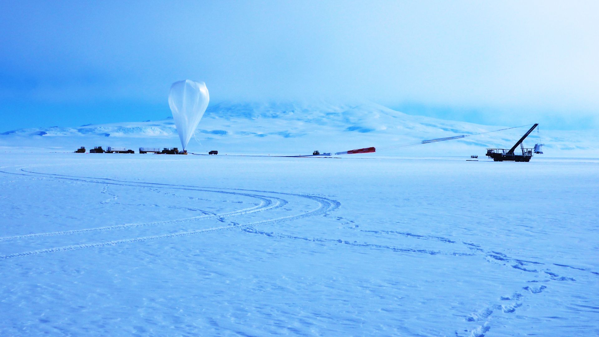 Caption: A NASA Super Pressure Balloon with the COSI payload is ready for launch from McMurdo, Antarctica.
Credit: NASA
More info: 
NASA’s globetrotting Balloon Program Office is wrapping up its 2014-2015 Antarctic campaign while prepping for an around-th