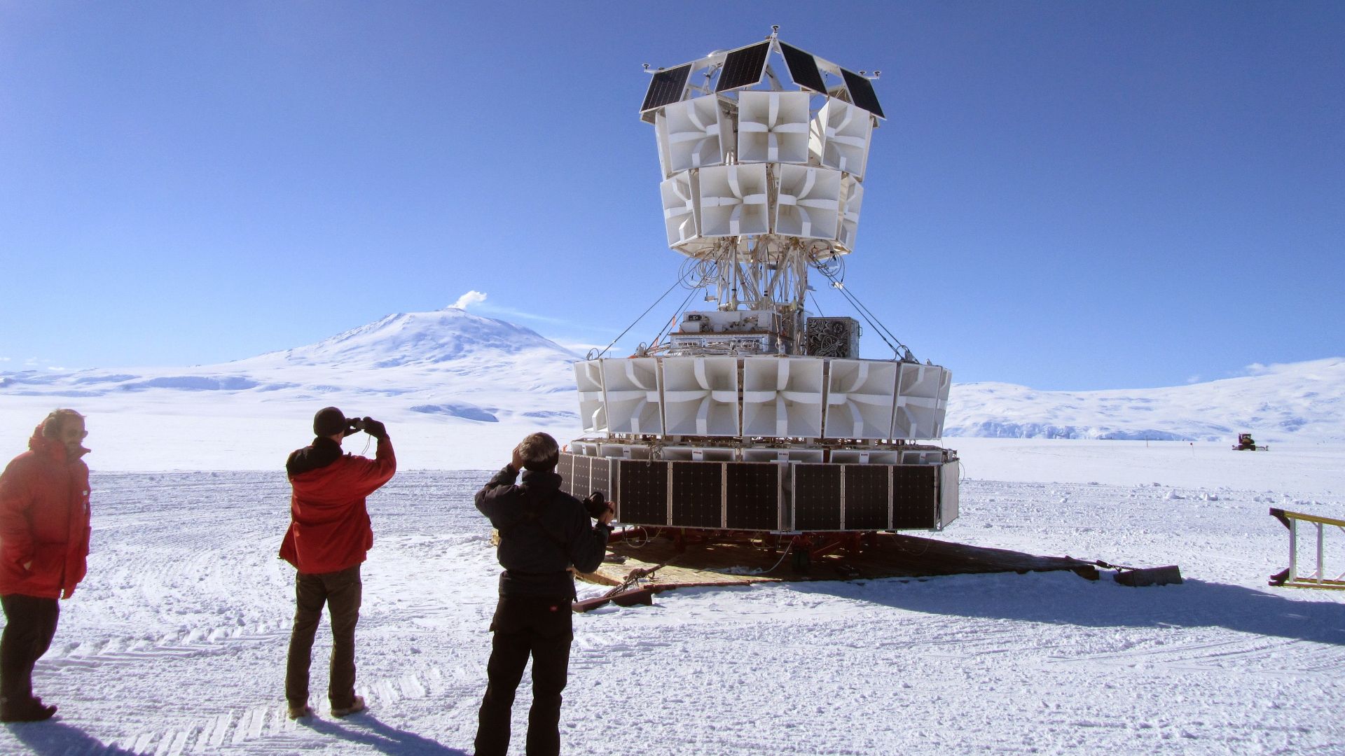 The ANITA 3 experiment in Antarctica, prior to being launched on a balloon.