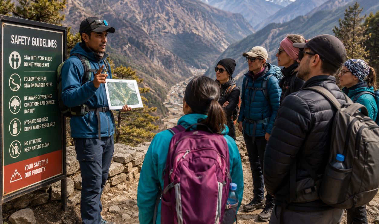Trekking group receives safety briefing