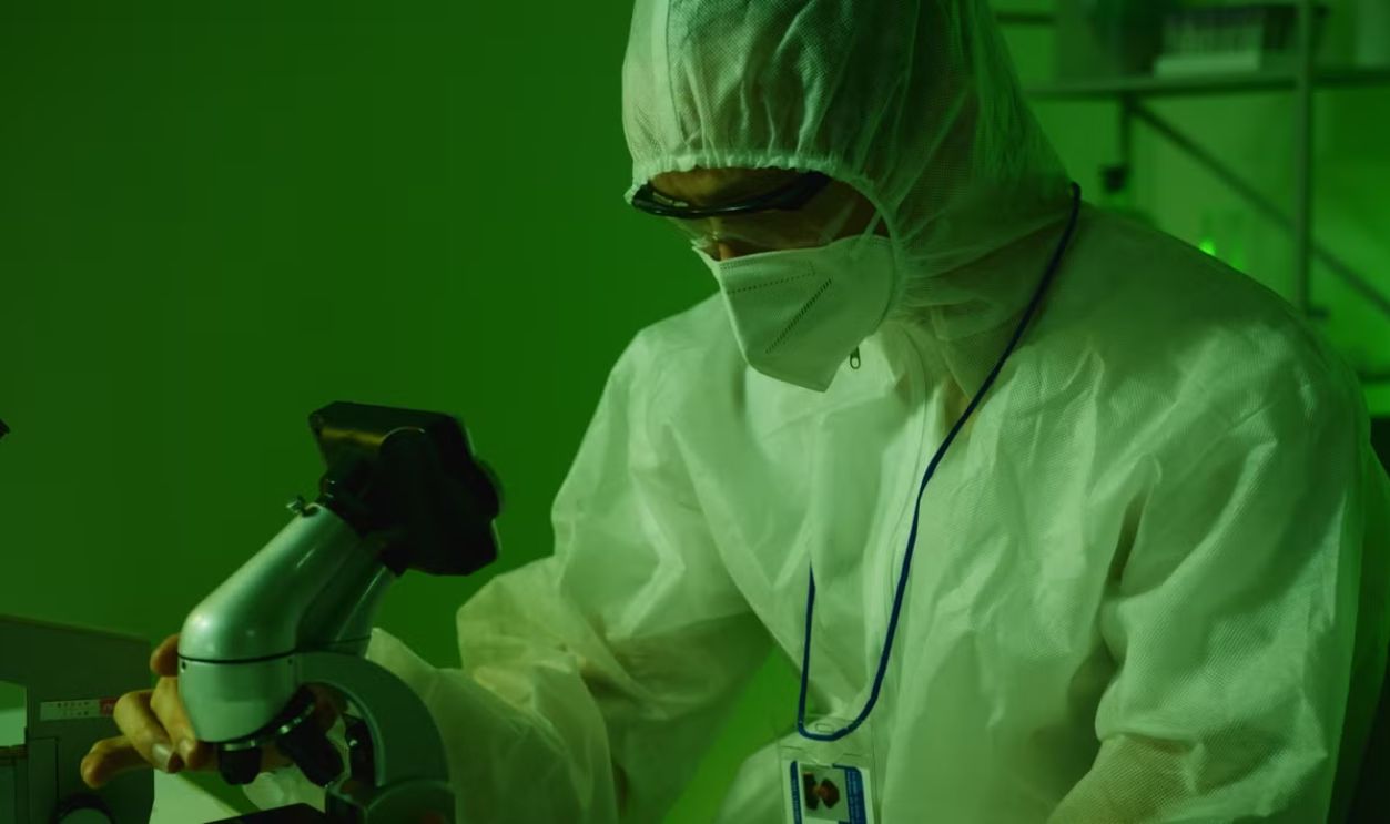 Scientist checking samples