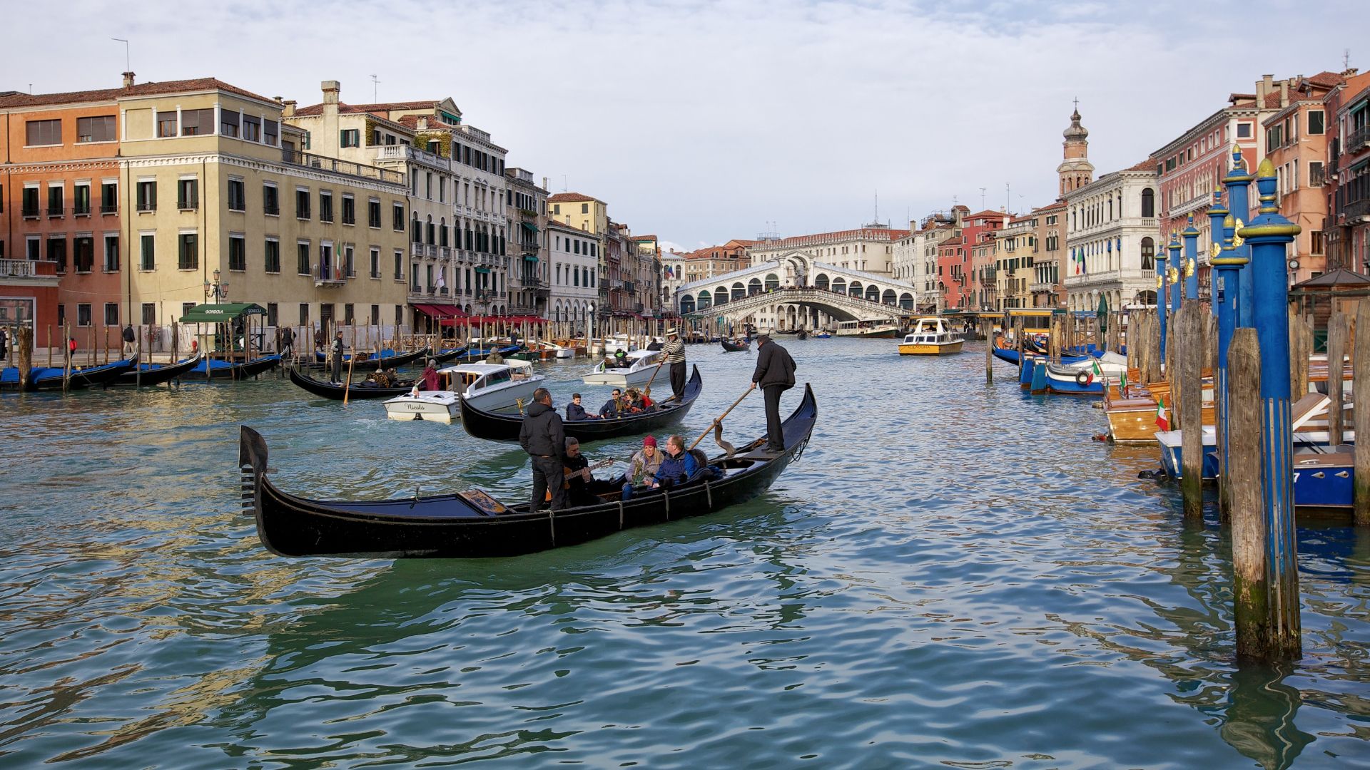 Gondolas on Grand Canal / Venice, Italy