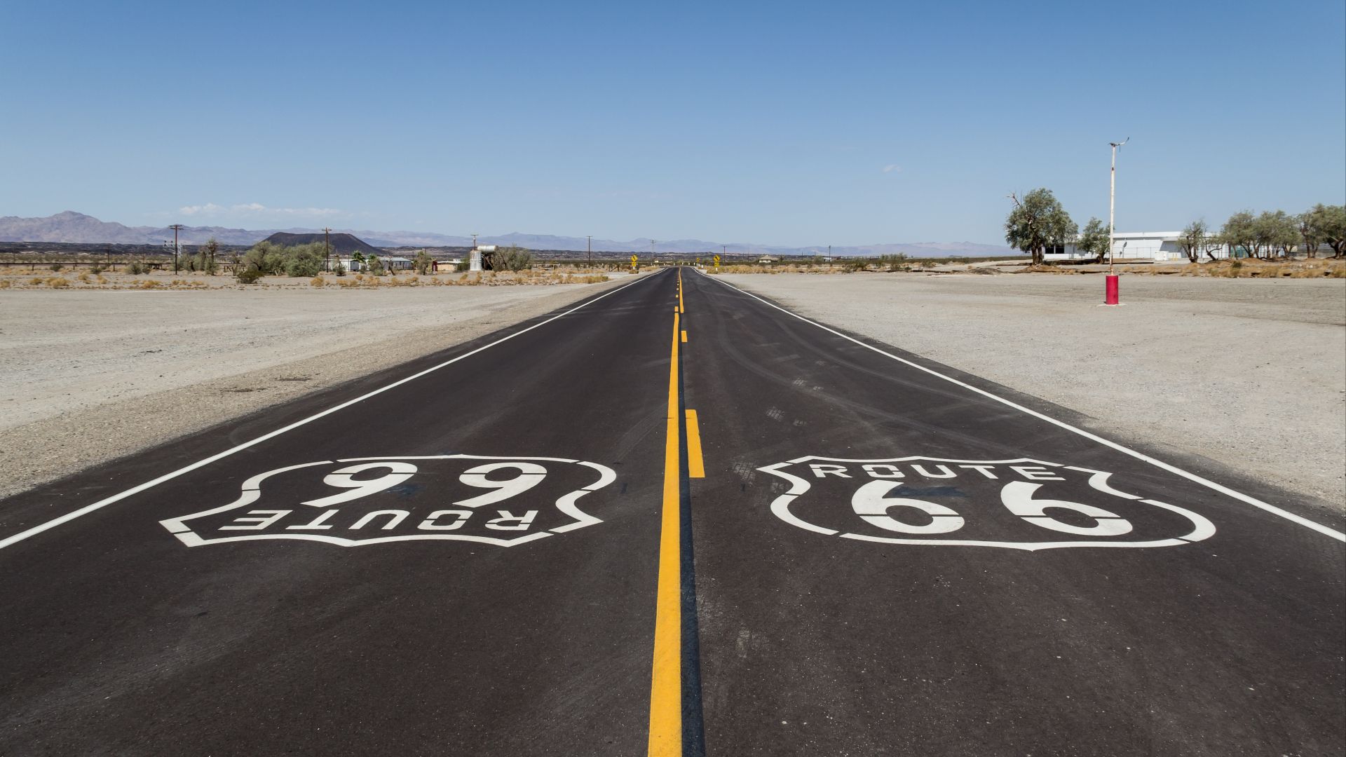 Historic Route 66 near Amboy, California, USAThe historic Route 66, also known as the “Mother Road”, was officially established in 1926 as one of the first highways in the United States. It connected Chicago, Illinois, with Santa Monica, California, and s