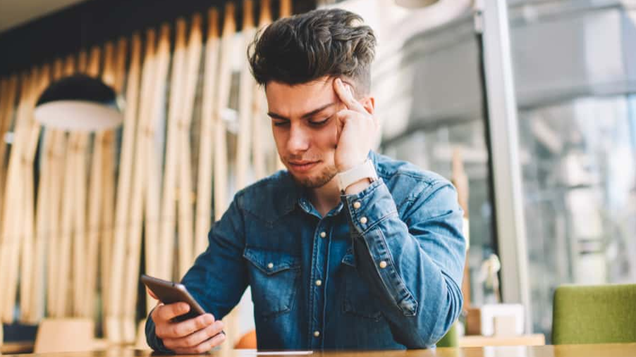 Stressed man on the phone