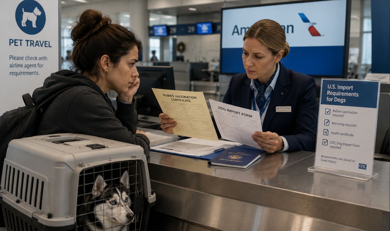 Pet travel assistance at check-in counter