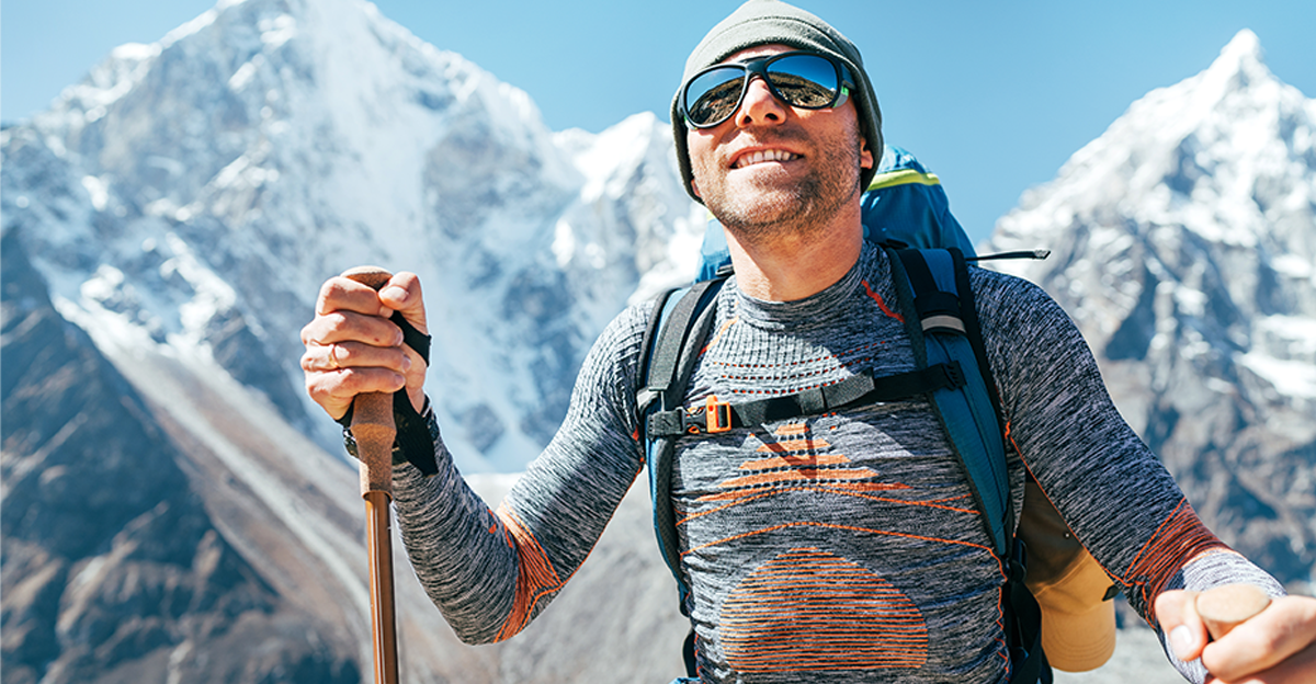Portrait of male hiker on mountain
