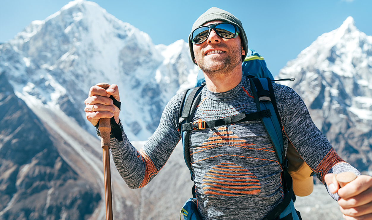 Portrait of male hiker on mountain