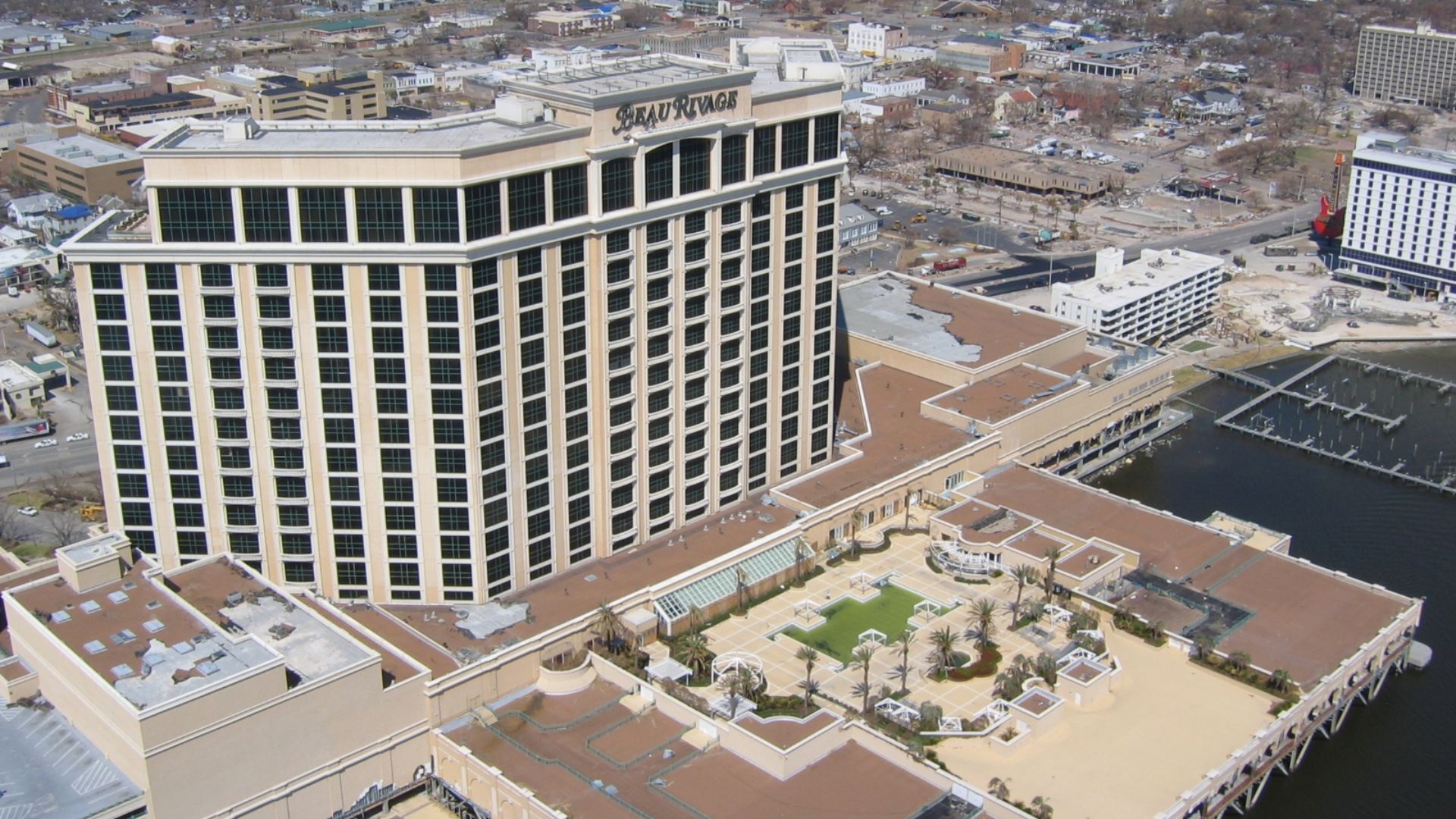 MGM Resorts International's Beau Rivage Resort & Casino in Biloxi, Mississippi. This photo was taken just after Hurricane Katrina in 2005, and does not depict the current beauty and growth as of 2012.