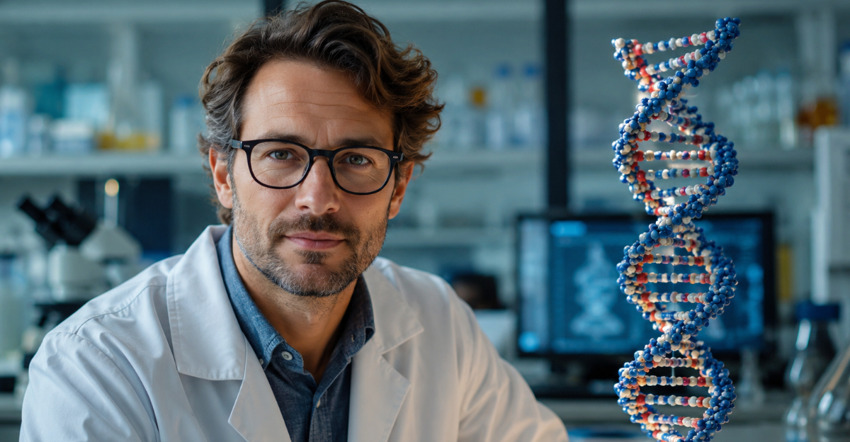 Scientist with DNA