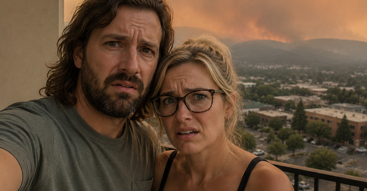 A concerned couple on a balcony